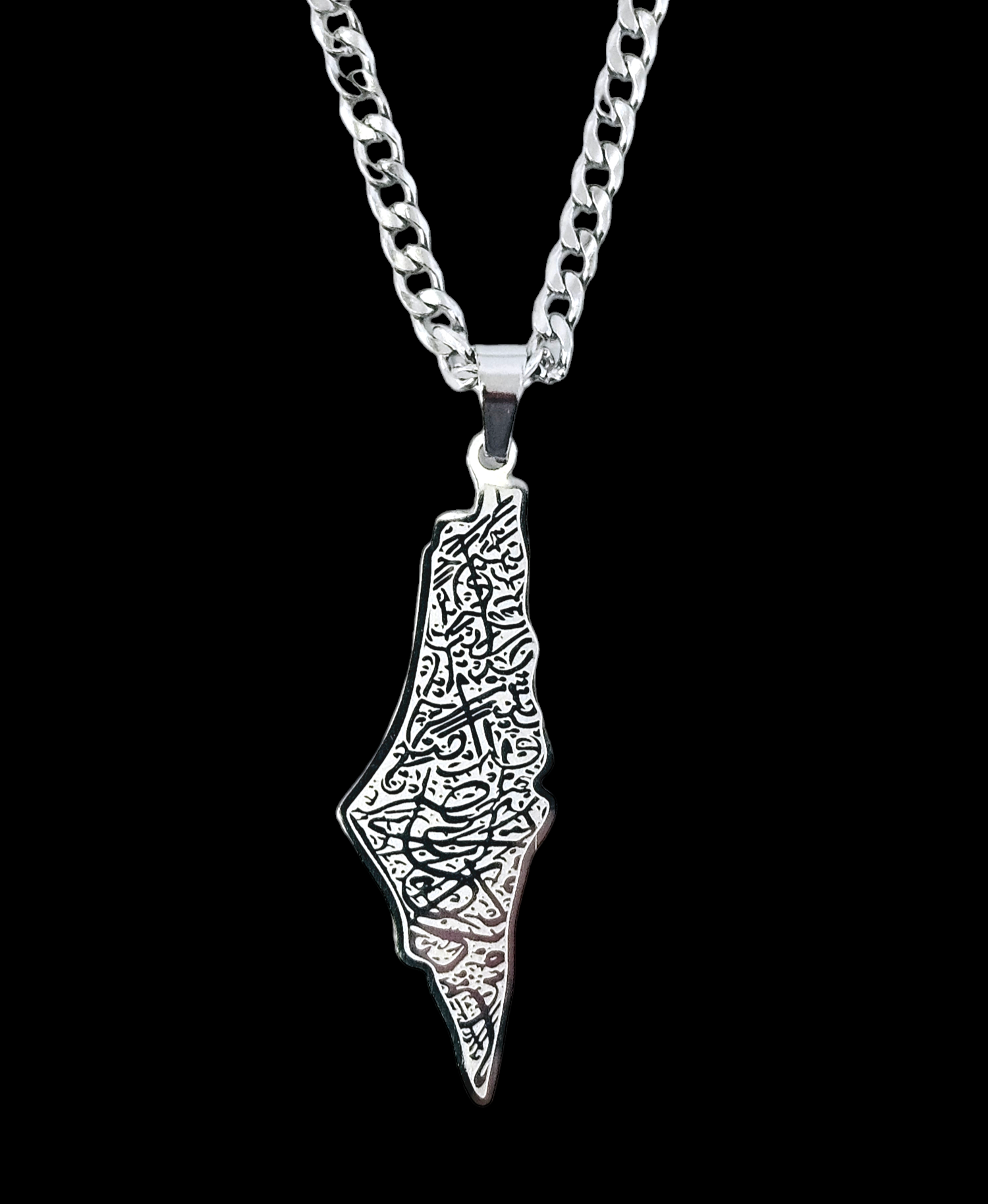 Palestine Map Necklace with Arabic Calligraphy - Habibi Heritage