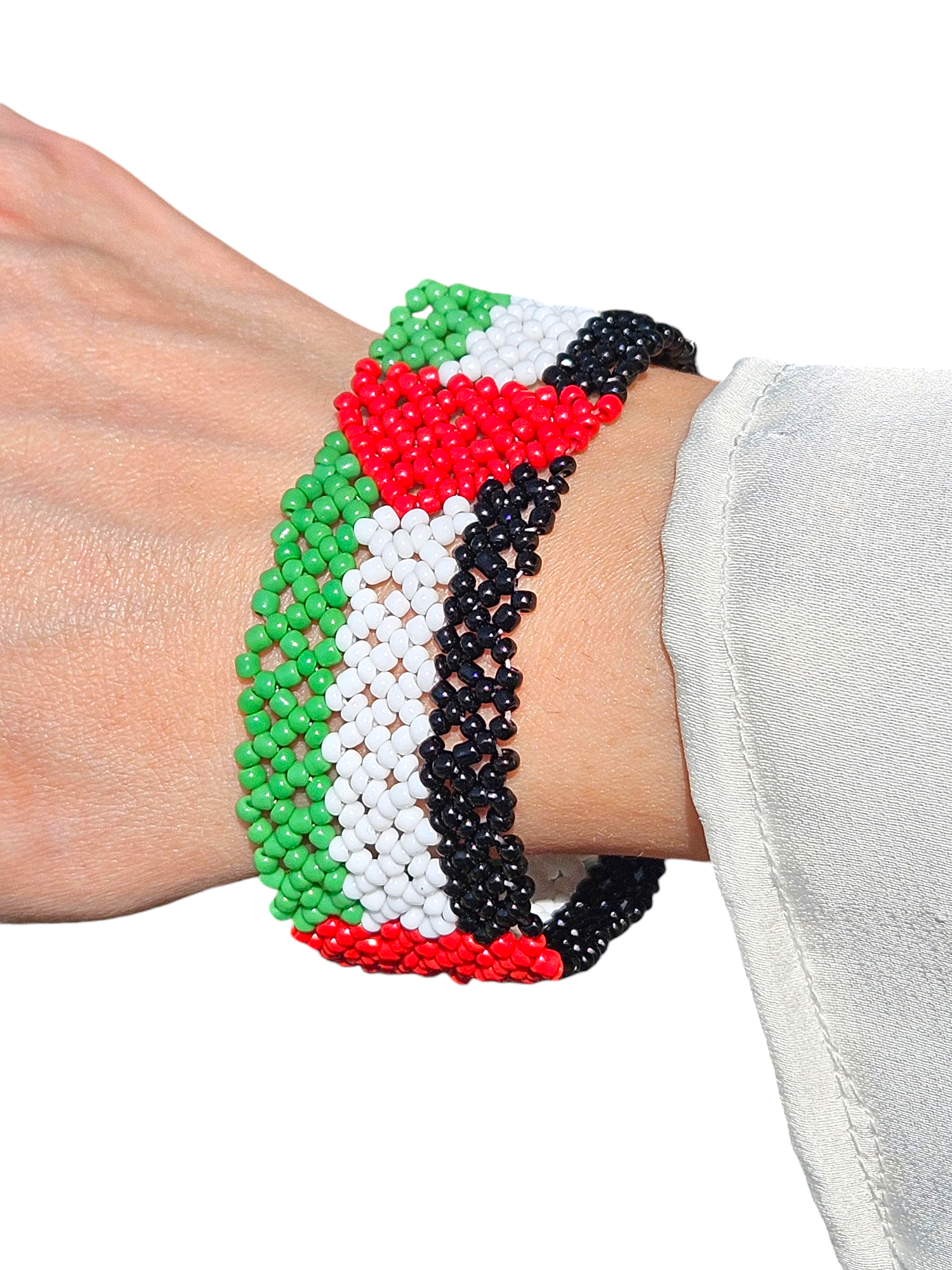 Palestine Flag Stretch Bead Bracelet