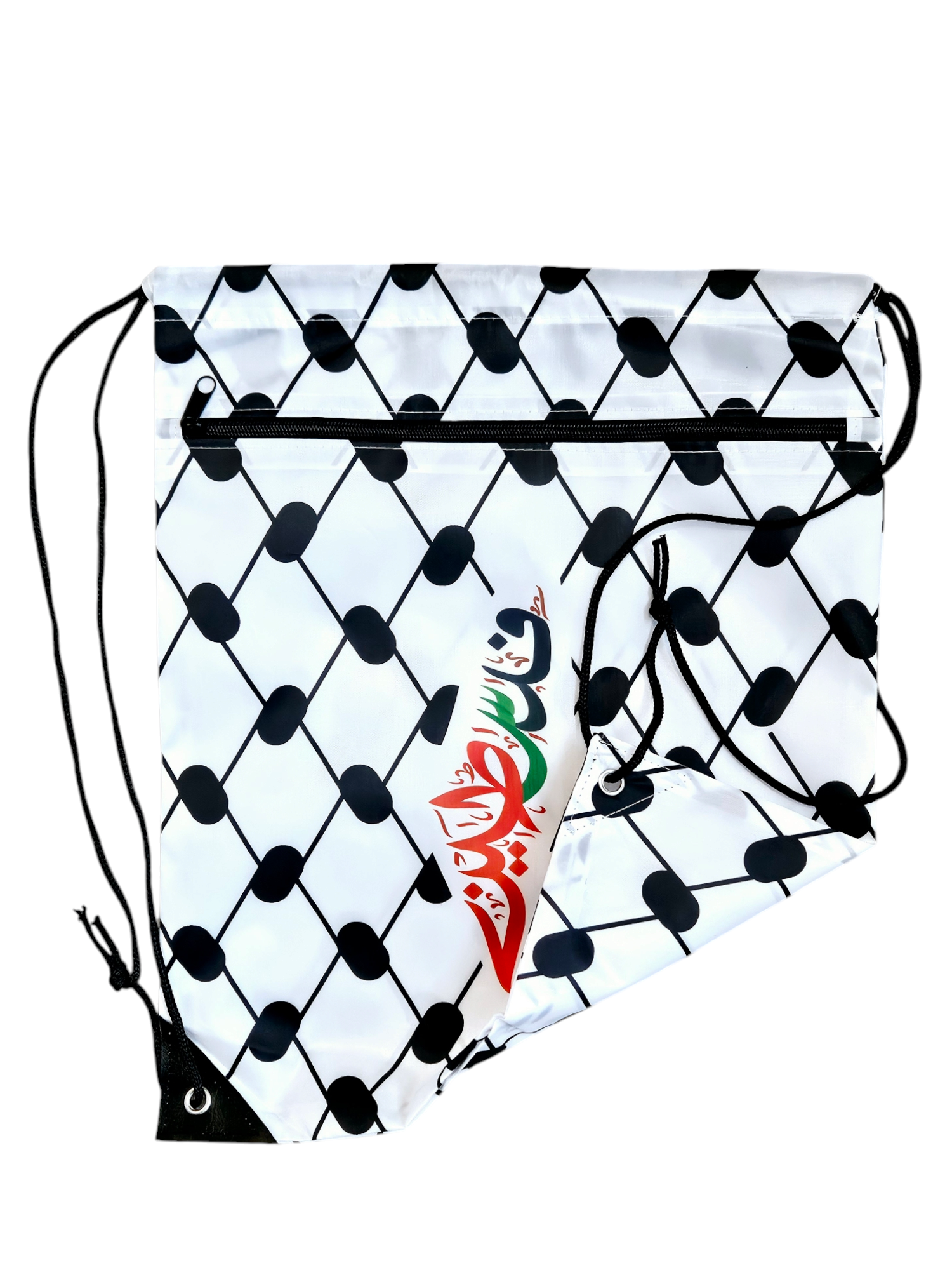 Palestine Keffiyeh Drawstring Bag Backpack Zipper kufiyah bag