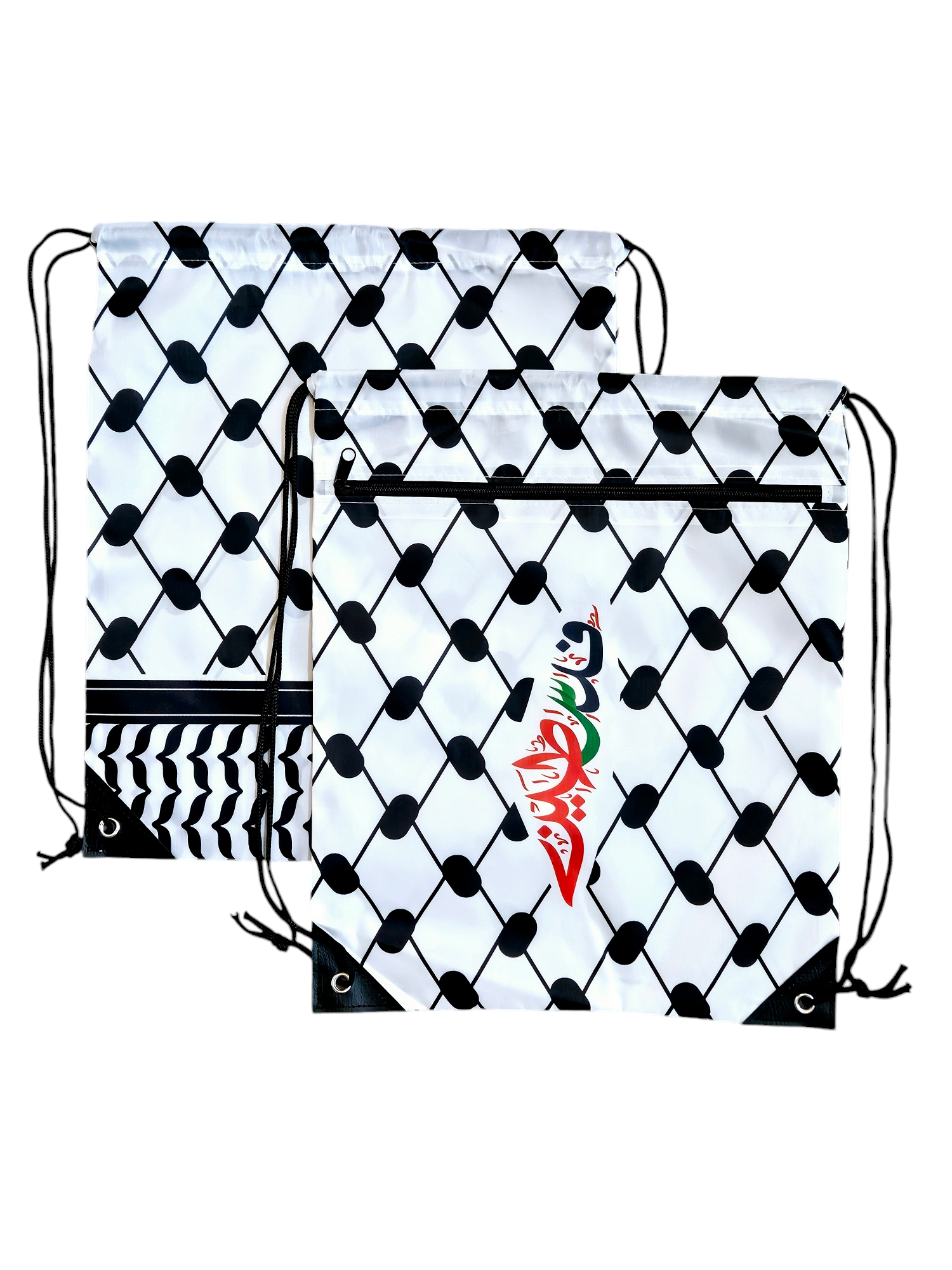 Palestinian flag drawstring backpack Palestine Keffiyeh Drawstring Bag Backpack Zipper kufiyah  main image 2