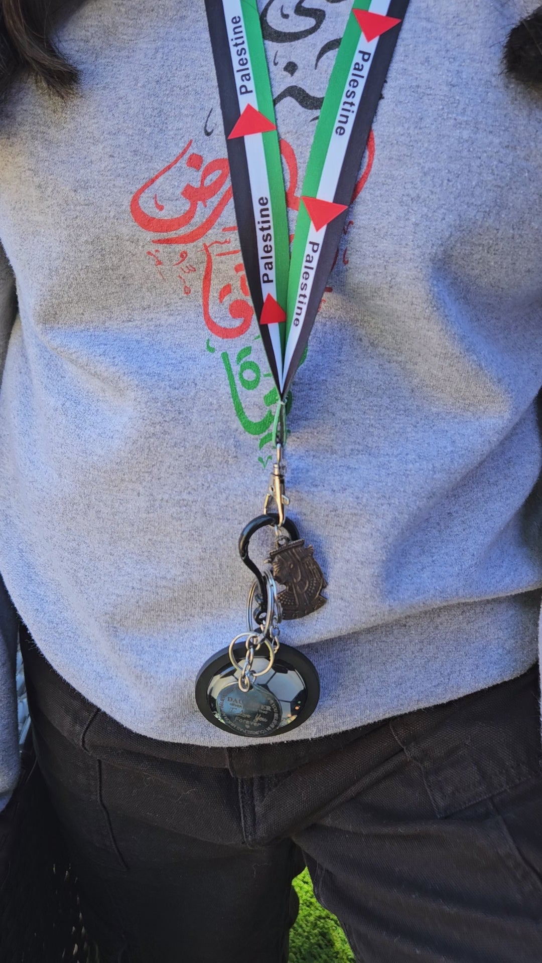 Badge Holder with Detachable Keychain Lanyard, Funny Palestine