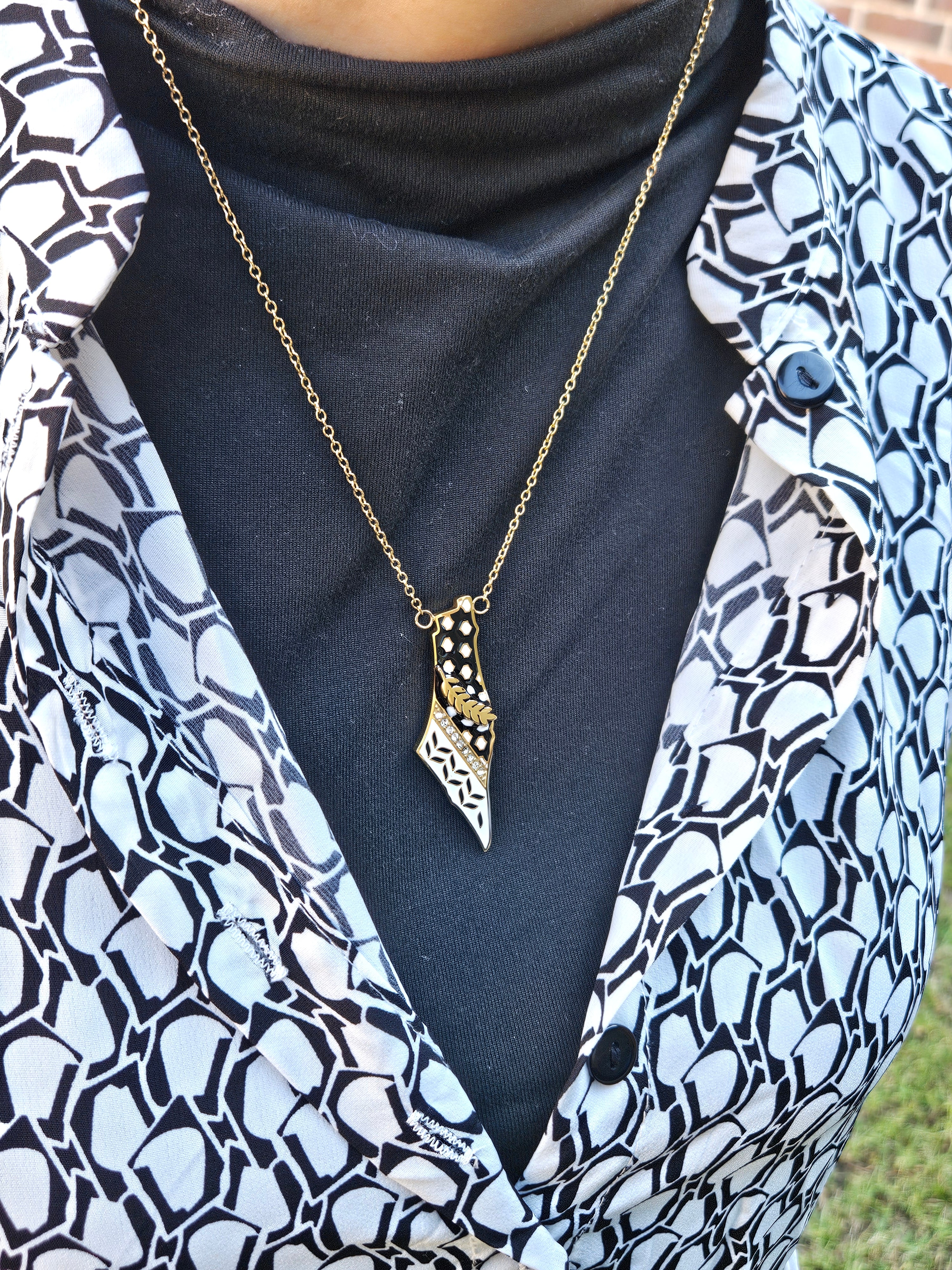 Palestine Keffiyeh Olive Branch Necklace