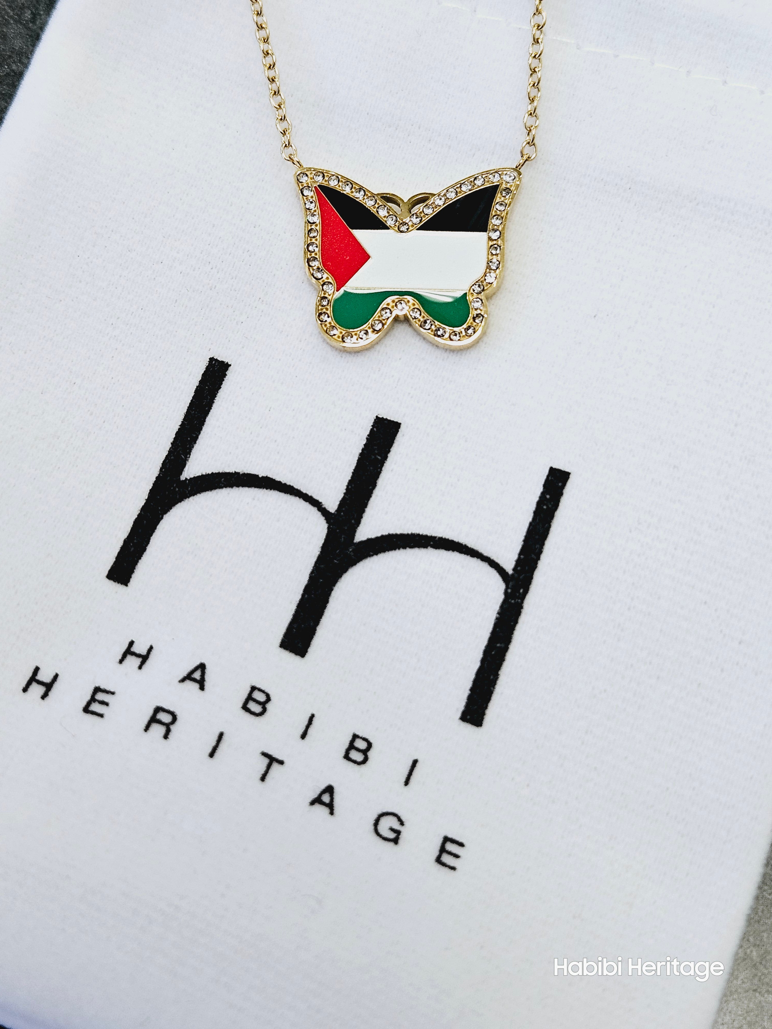 Butterfly Palestine Necklace - Habibi Heritage