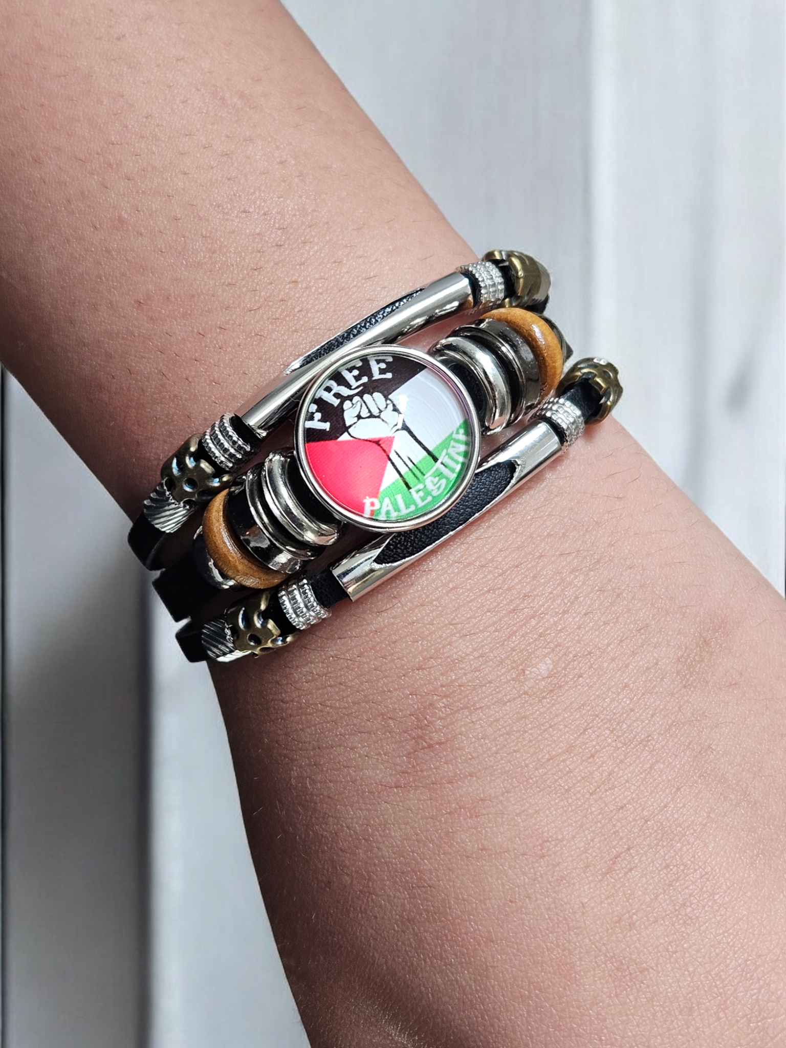 Palestine Bracelets Multilayered Leather Band Free Palestine Beads Love Palestine Bracelet