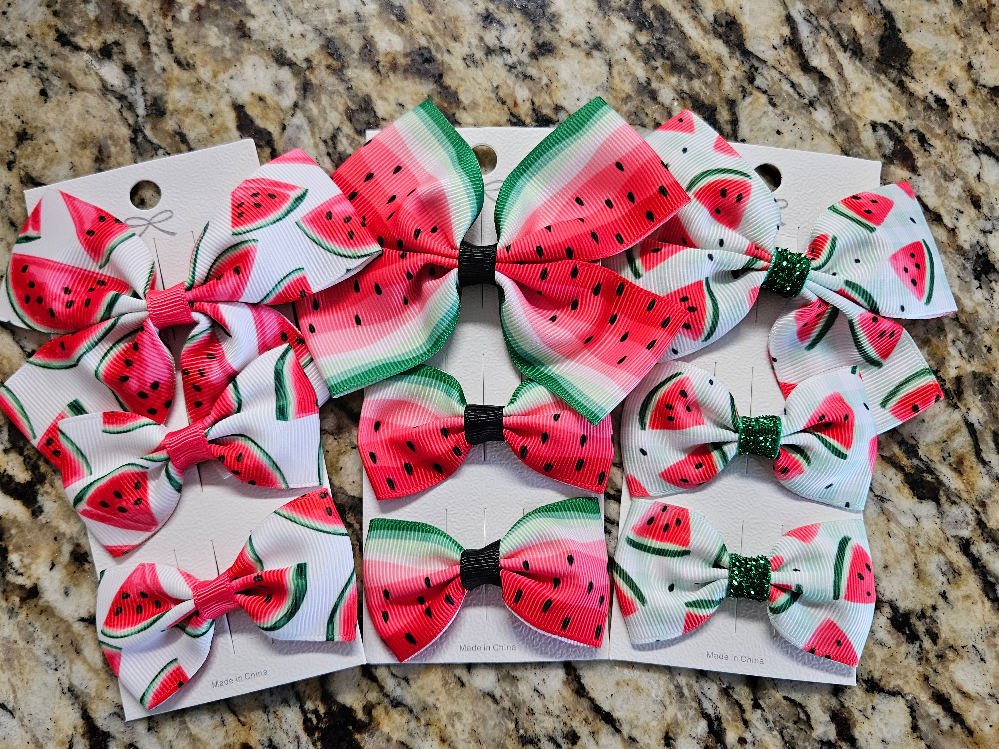 Watermelon Bows Hair Clips - 3 pack - Habibi Heritage