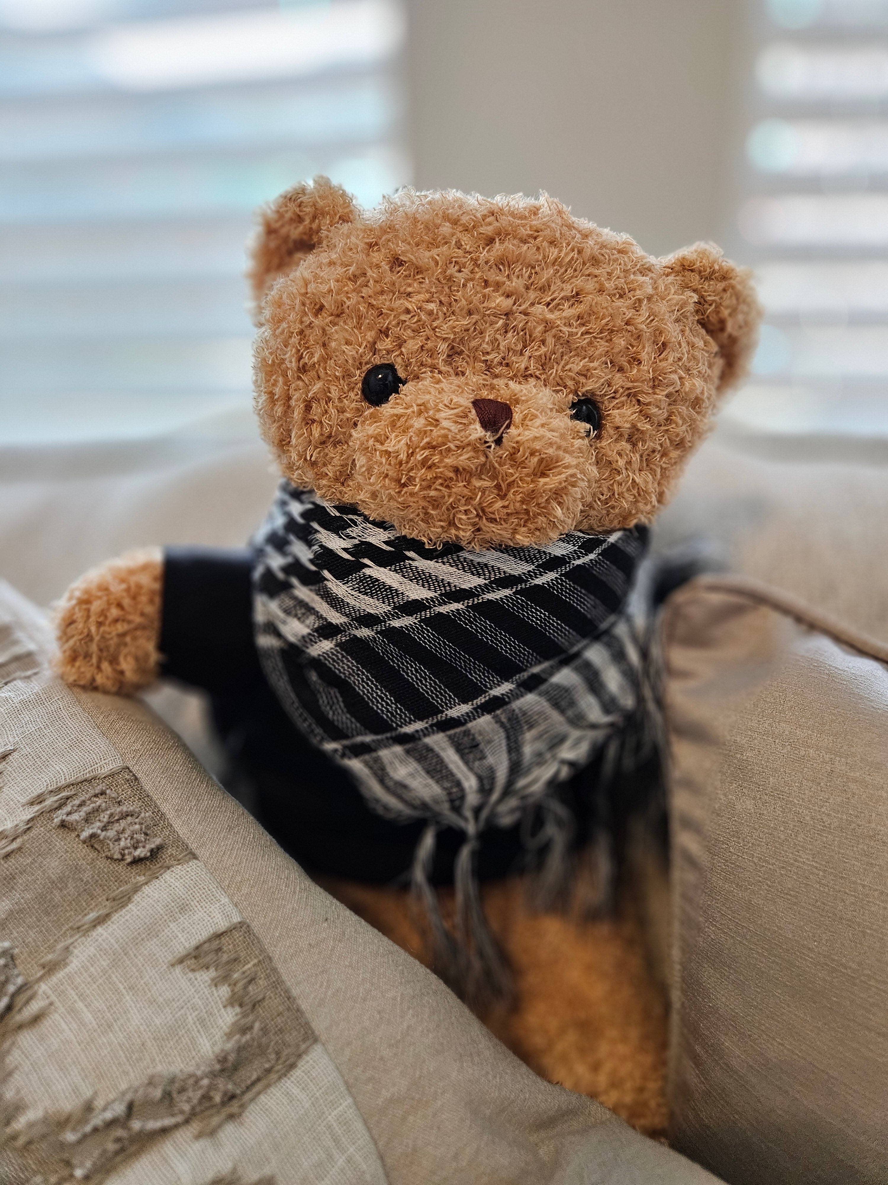 Habibi Bear Wearing Keffiyeh Scarf - 2 in 1 Removable Kufiyah