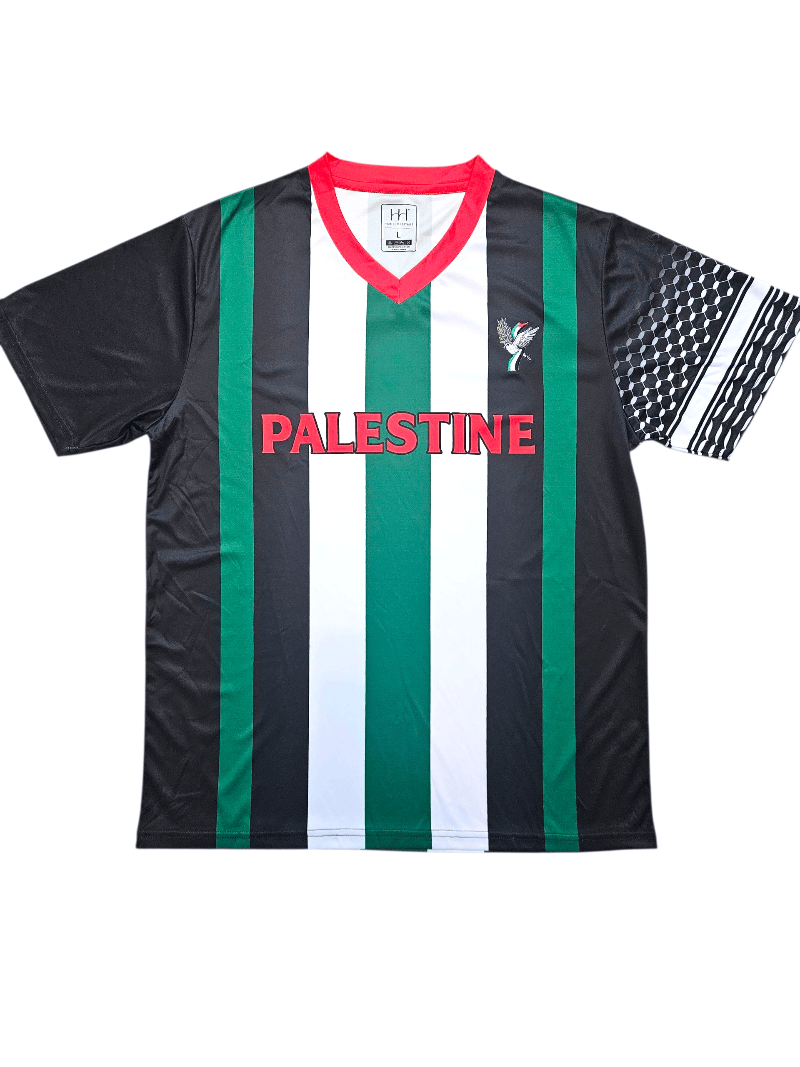 New Palestine Soccer Jersey Dri-Fit - 2 Styles keffiyeh Sleeves Embroidery