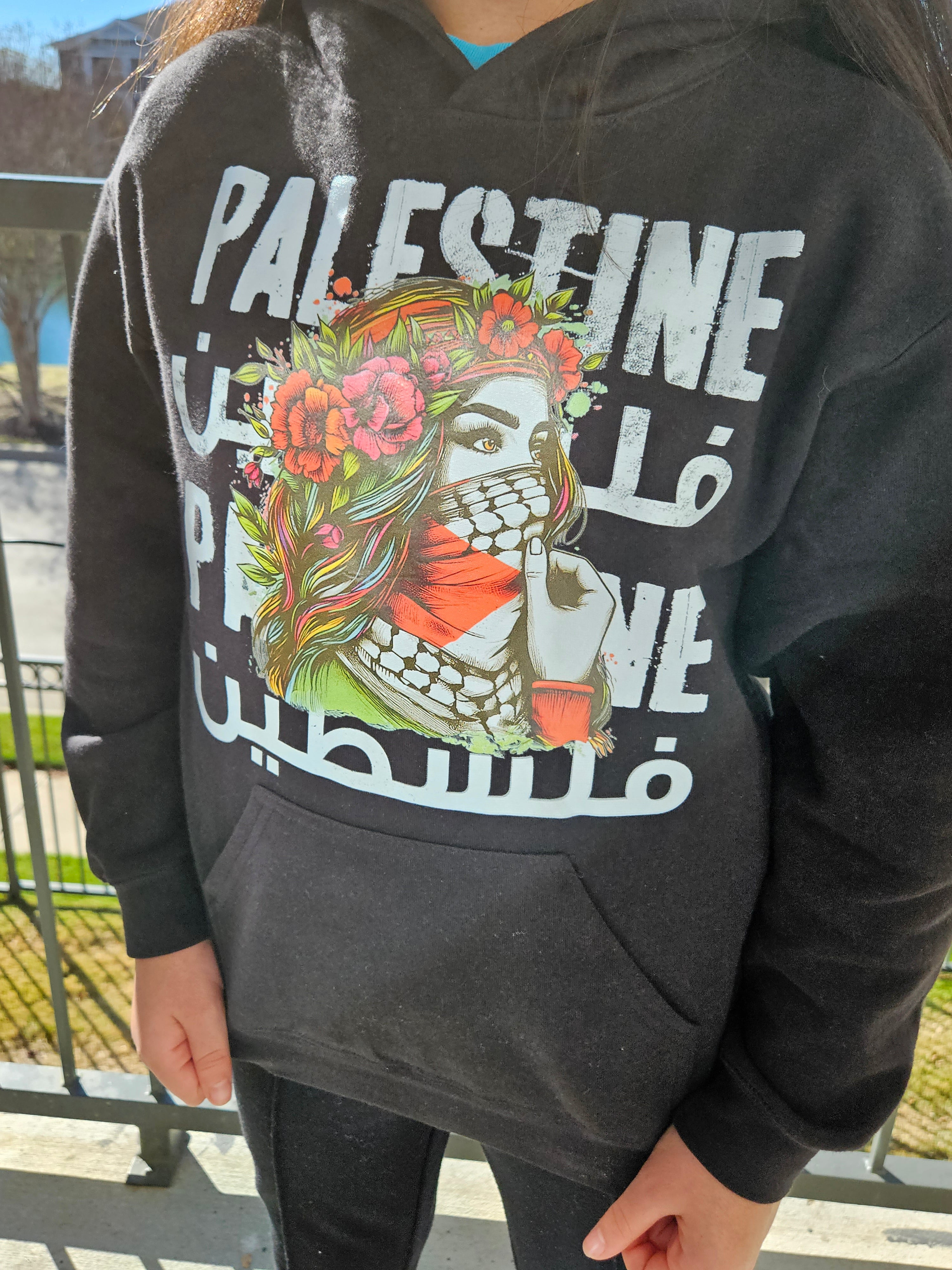 Palestine Flower Lady Hoodie Dress - Adult (hoodie dress) & Kids (regular hoodie) - Habibi Heritage