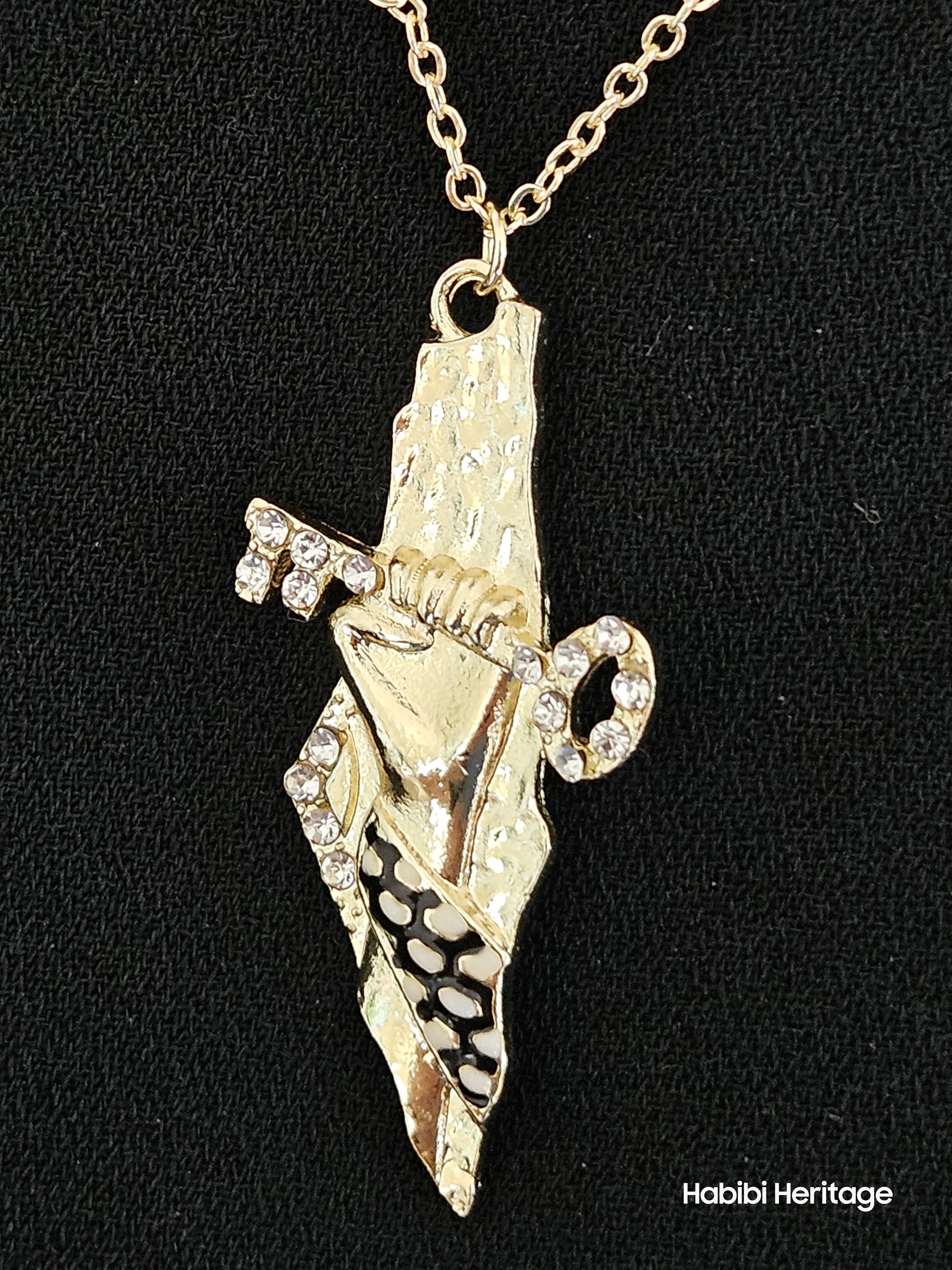 Palestine Keffiyeh Hand and Key Necklace - Habibi Heritage