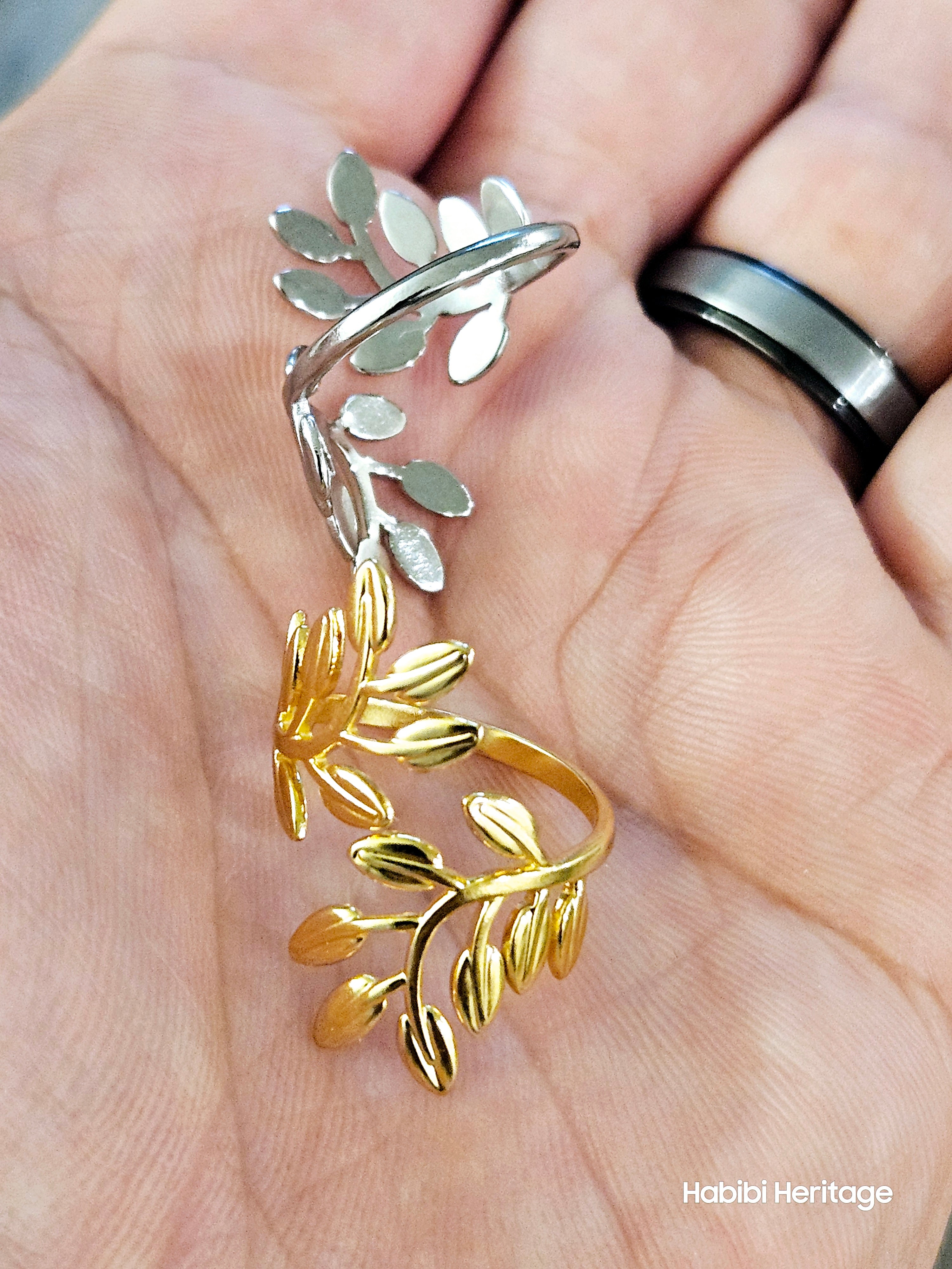 Olive Branch Leaf Ring Adjustable Size