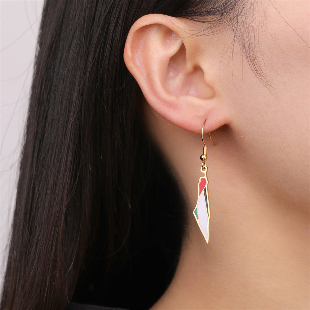 Palestine Map Flag Earrings - Habibi Heritage