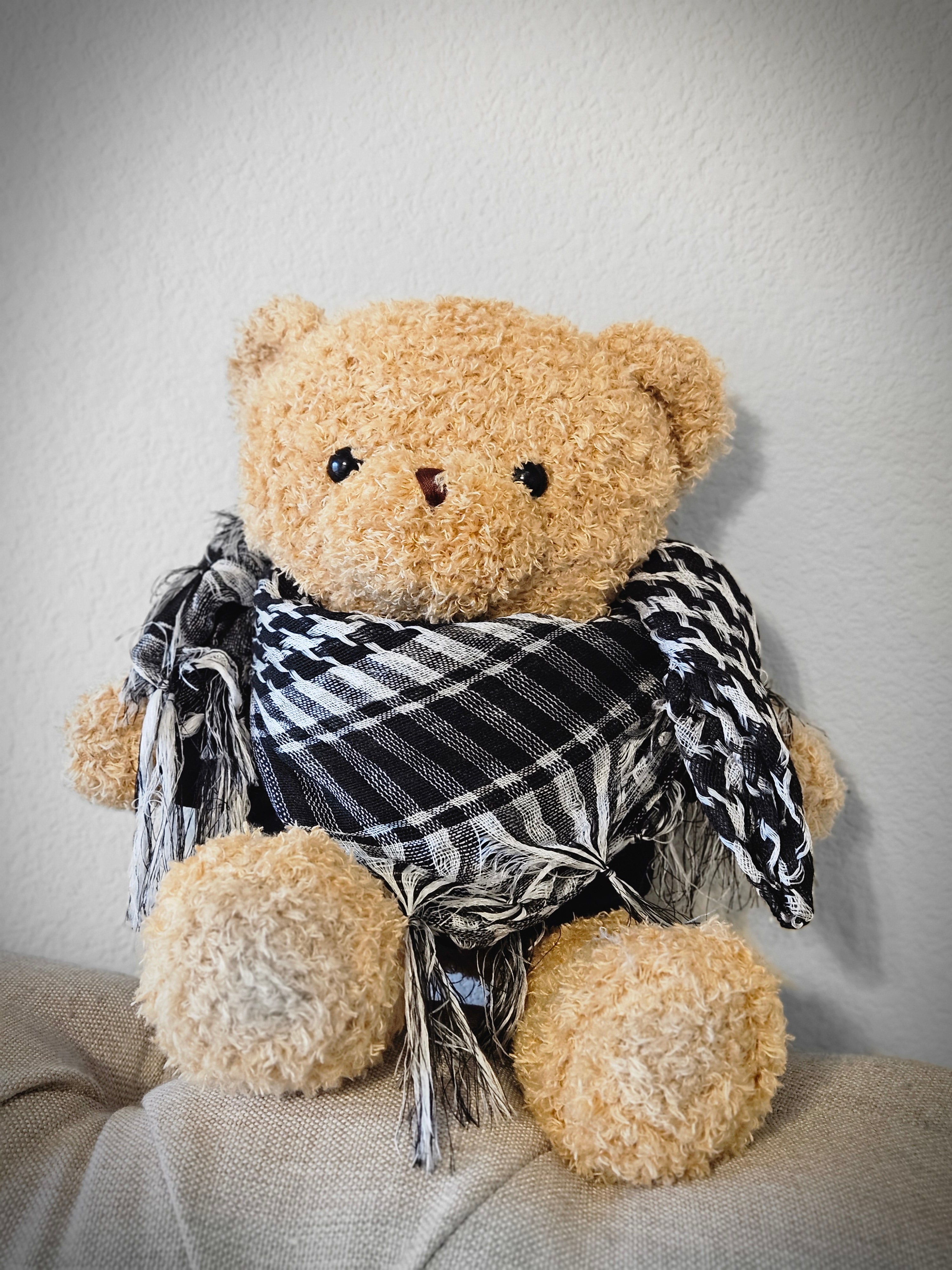 Habibi Bear Wearing Keffiyeh Scarf - 2 in 1 Removable Kufiyah