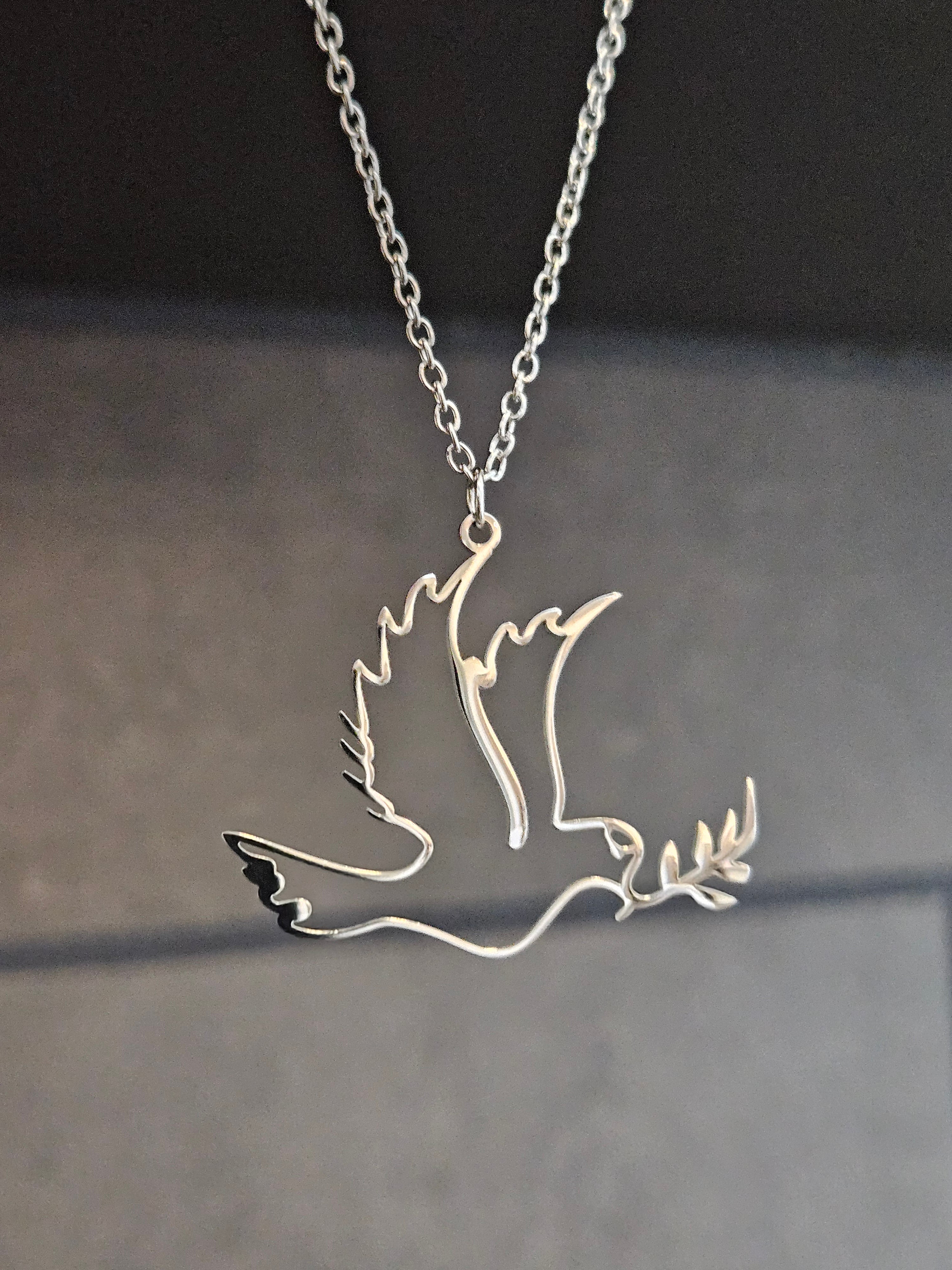 Bird with Olive Branch Necklace