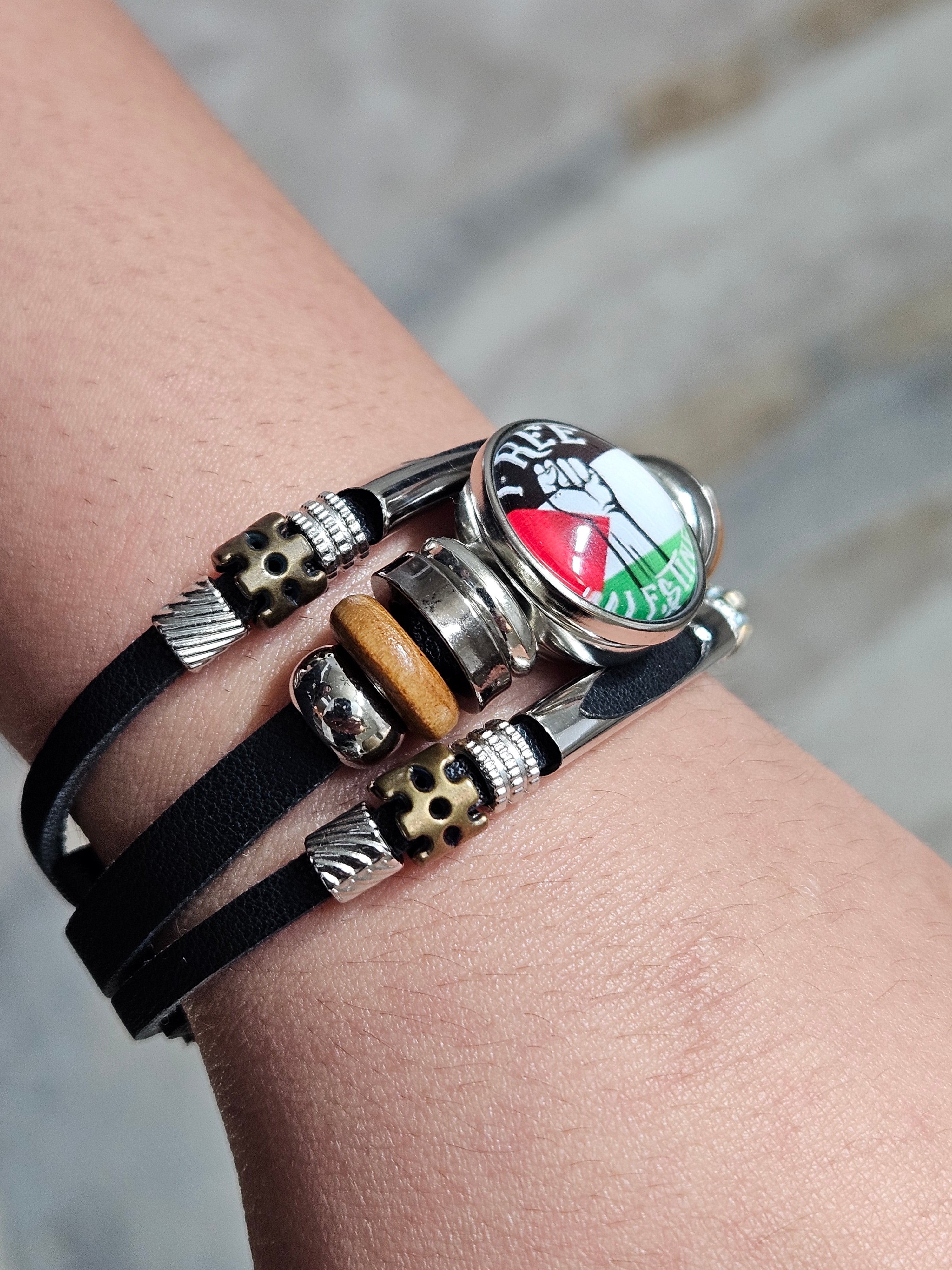 Palestine Bracelets Multilayered Leather Band Free Palestine Beads Love Palestine Bracelet