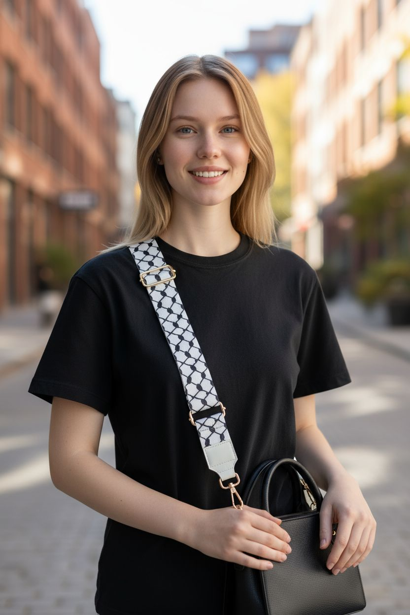 Keffiyeh Bag Strap - Palestinian Kuffiyeh Strap for Bag, Camera, Guitar, Purse - Adjustable Length Shoulder Strap