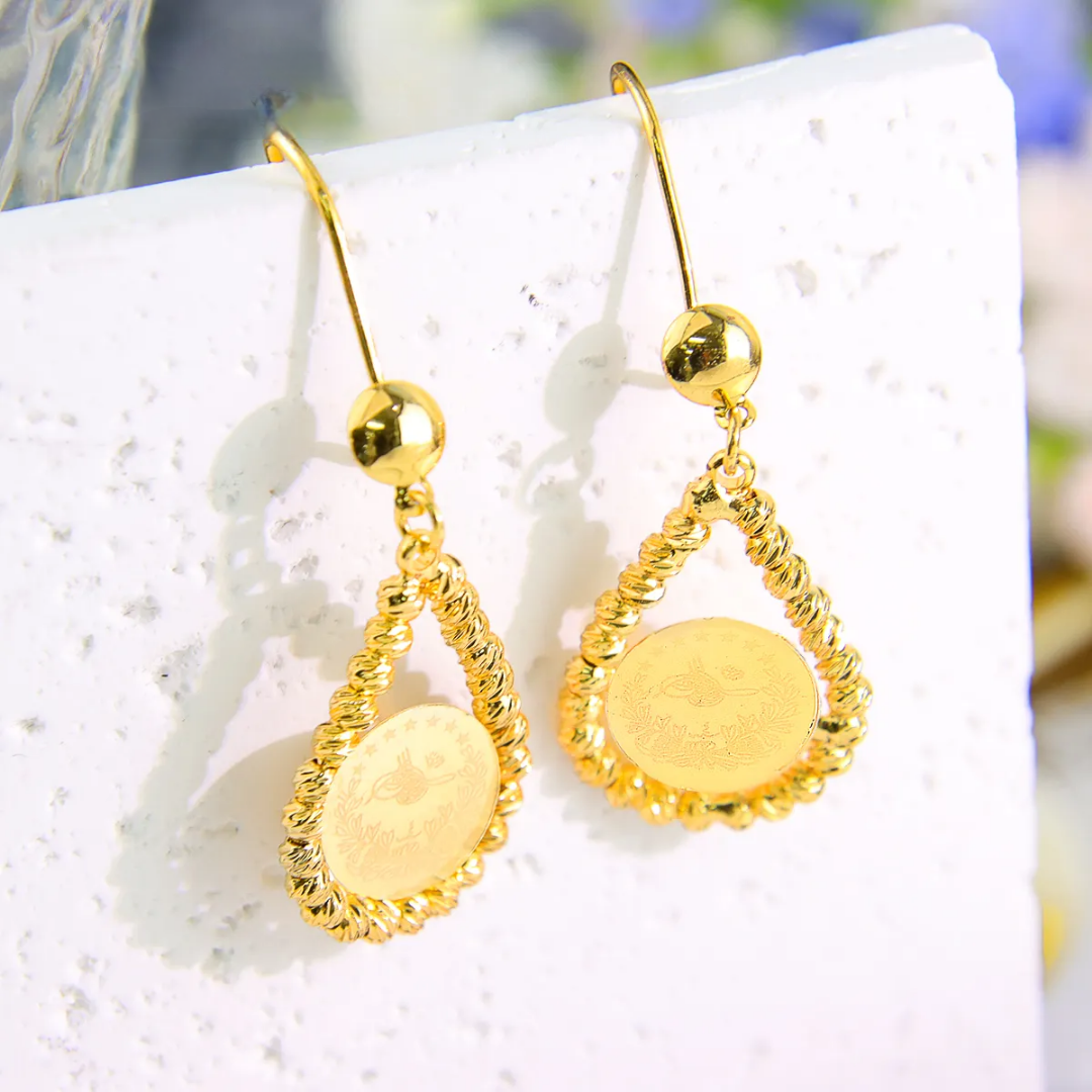 Lira Arabic Coin Hoop Earrings – Timeless Elegance
