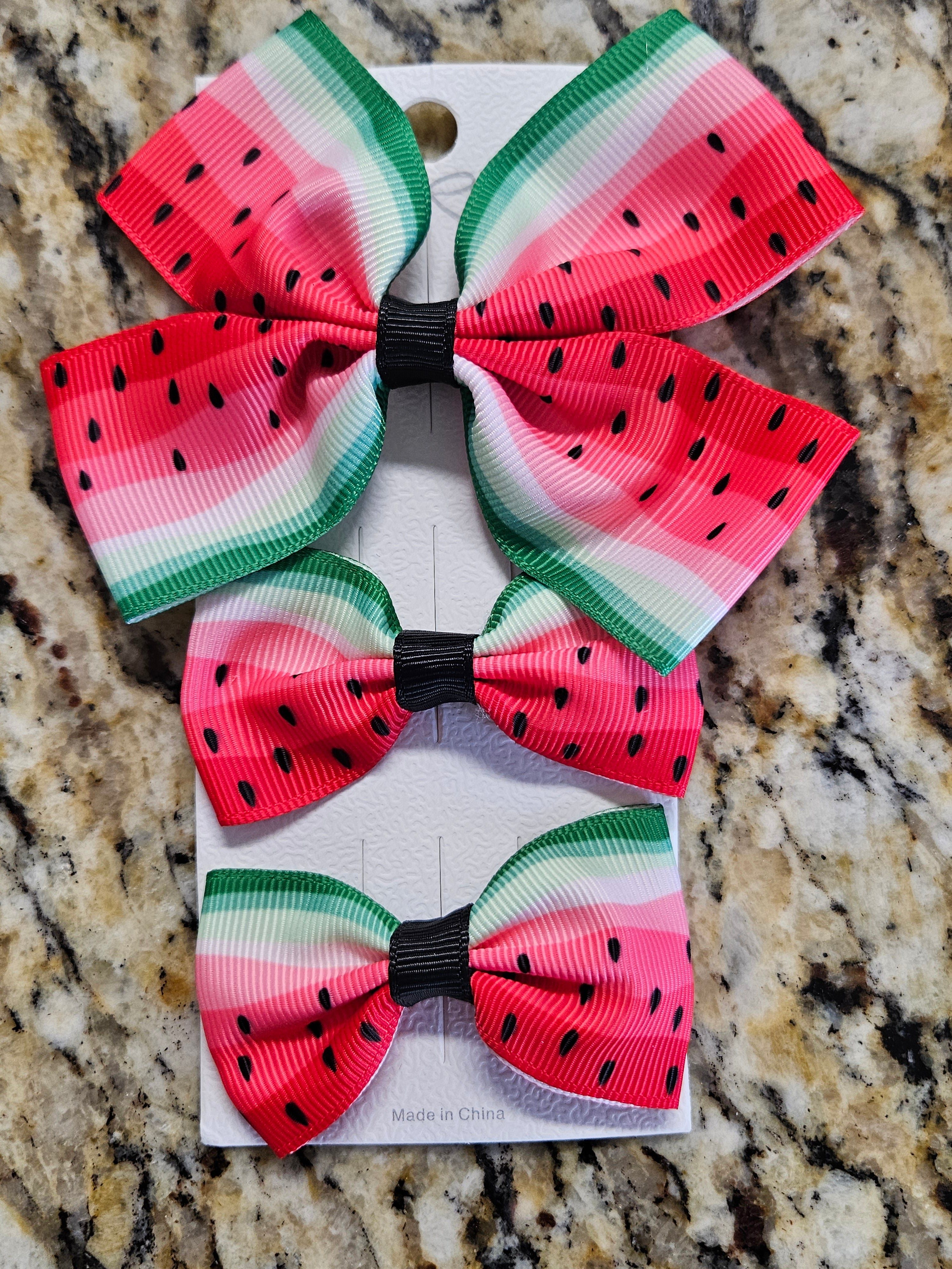 Watermelon Bows Hair Clips - 3 pack - Habibi Heritage