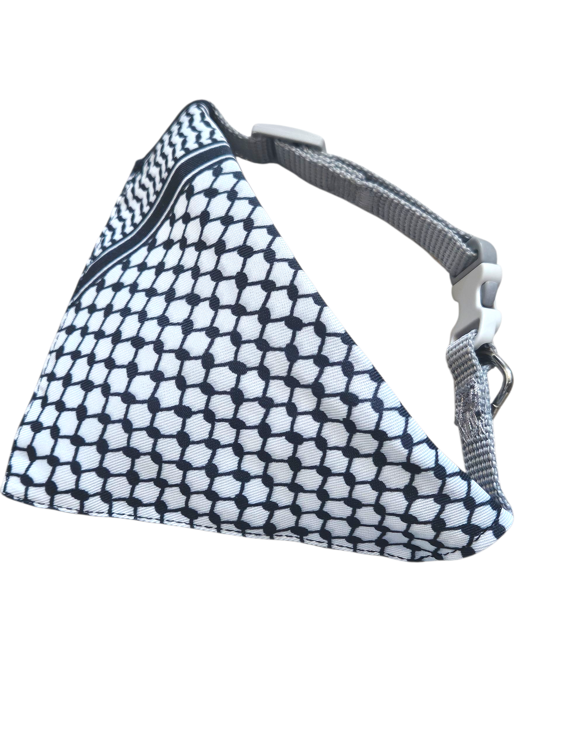 Keffiyeh Printed Pet Scarf -  Adjustable Cat Bandana with Secure Clip