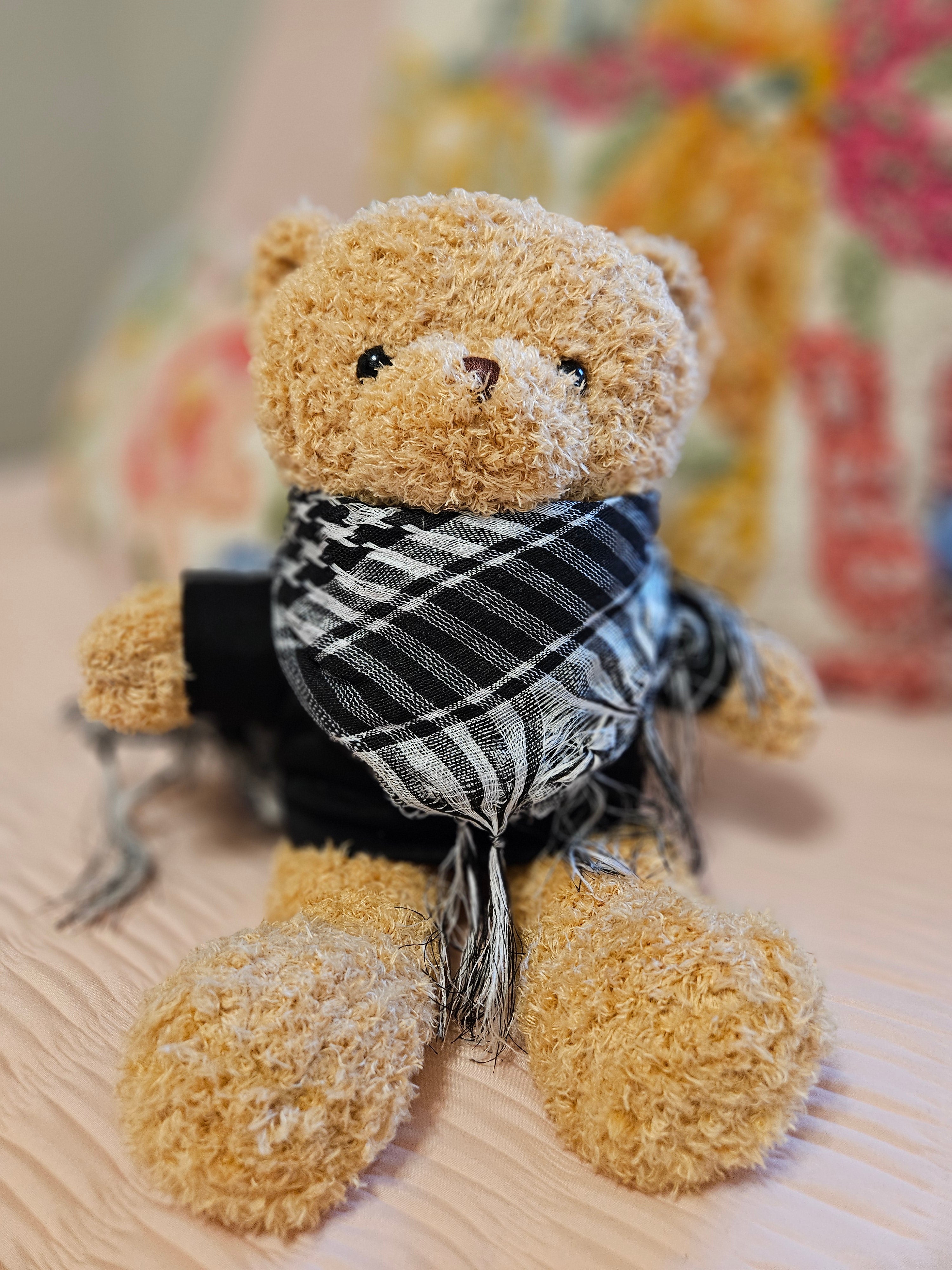 Habibi Bear Wearing Keffiyeh Scarf - 2 in 1 Removable Kufiyah