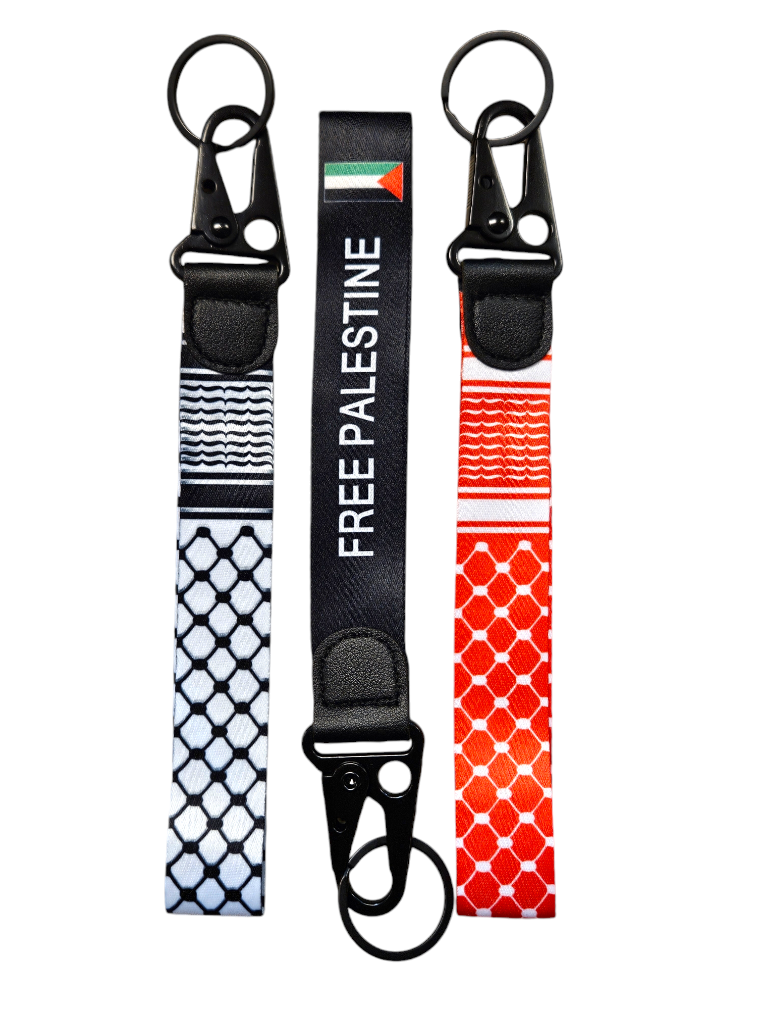 Short Keffiyeh or Palestine Keychain Lanyard Wristlet - Kufiya Palestinian Keyring