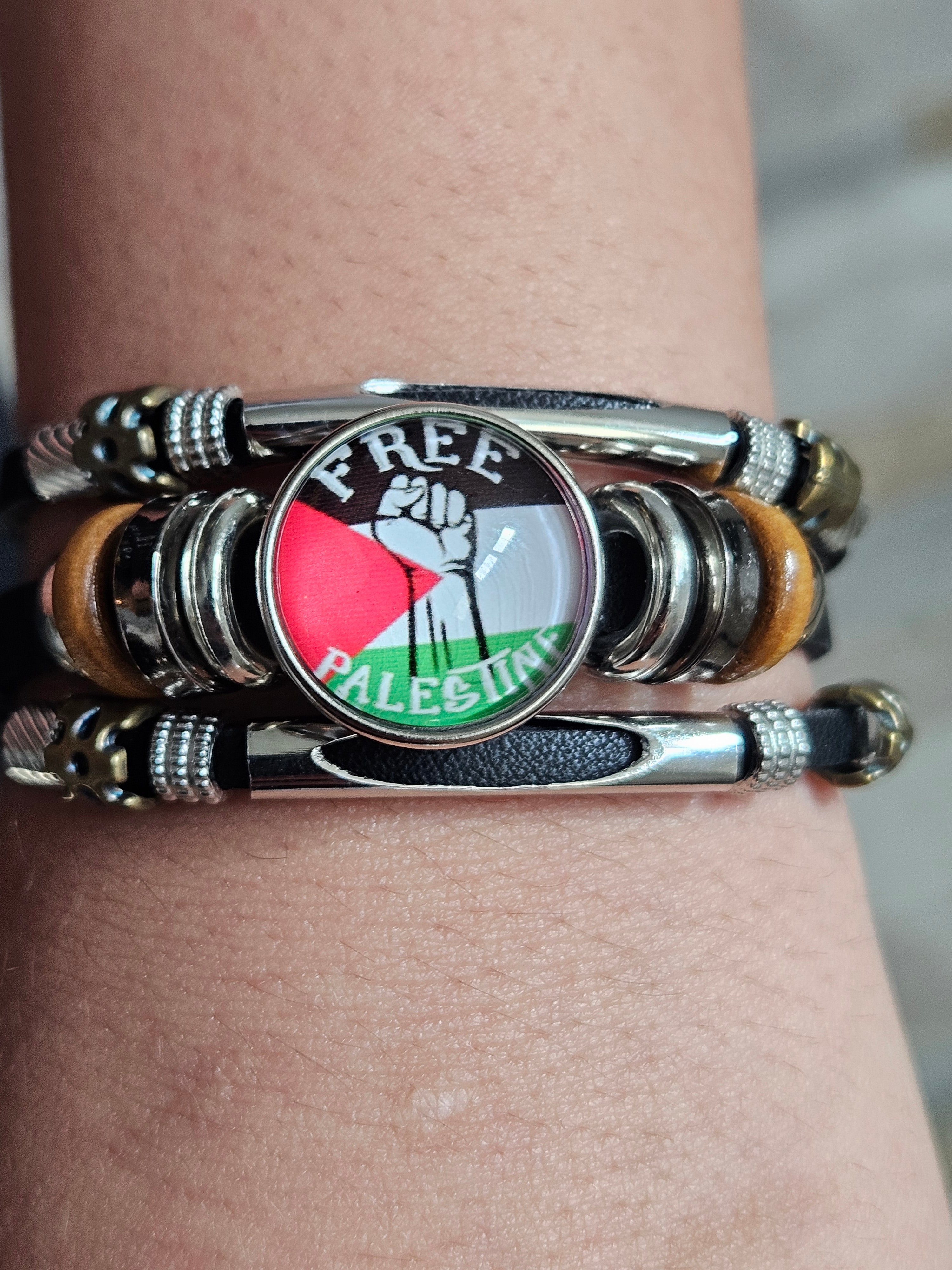 Palestine Bracelets Multilayered Leather Band Free Palestine Beads Love Palestine Bracelet