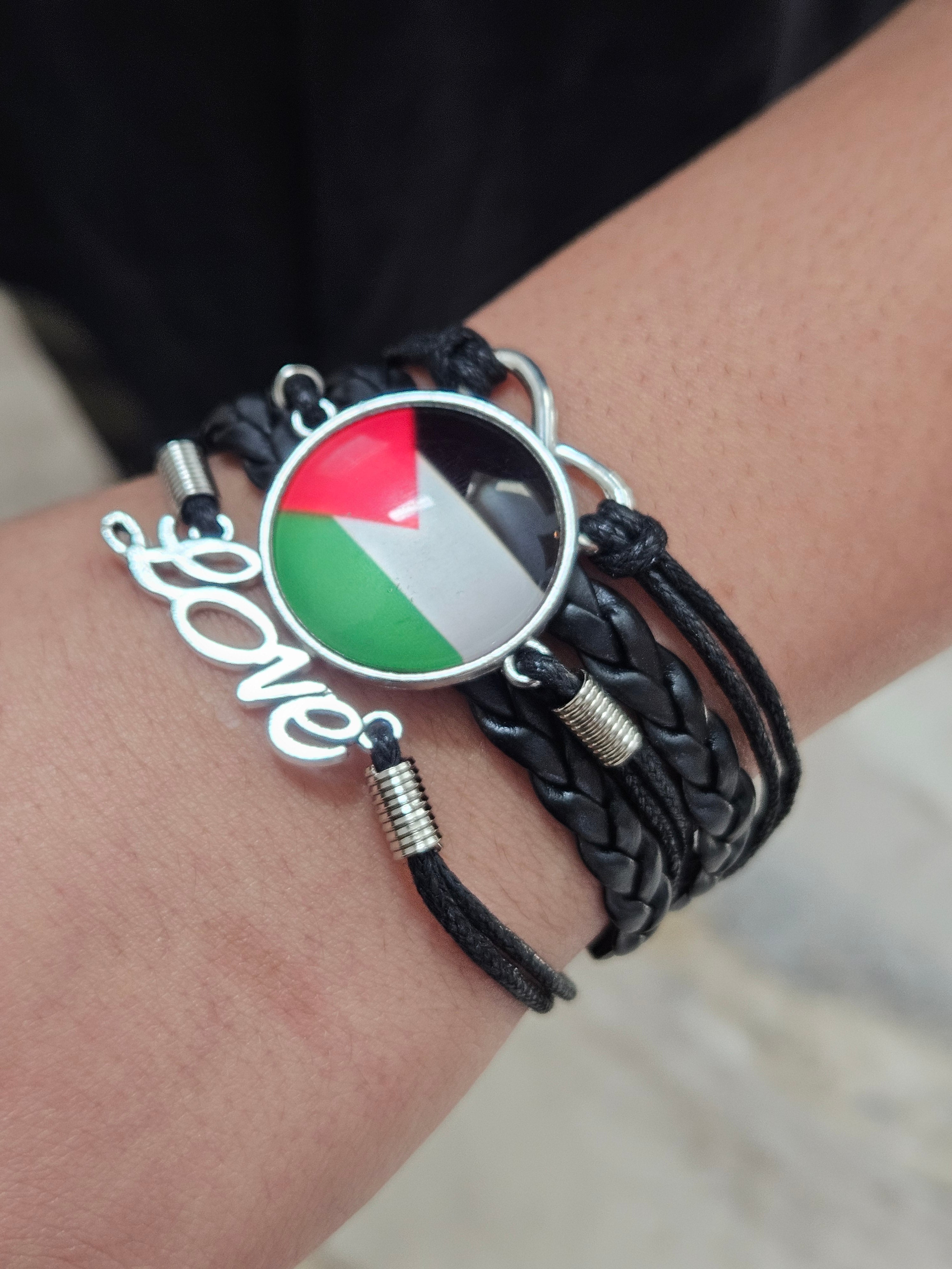 Palestine Bracelets Multilayered Leather Band Free Palestine Beads Love Palestine Bracelet