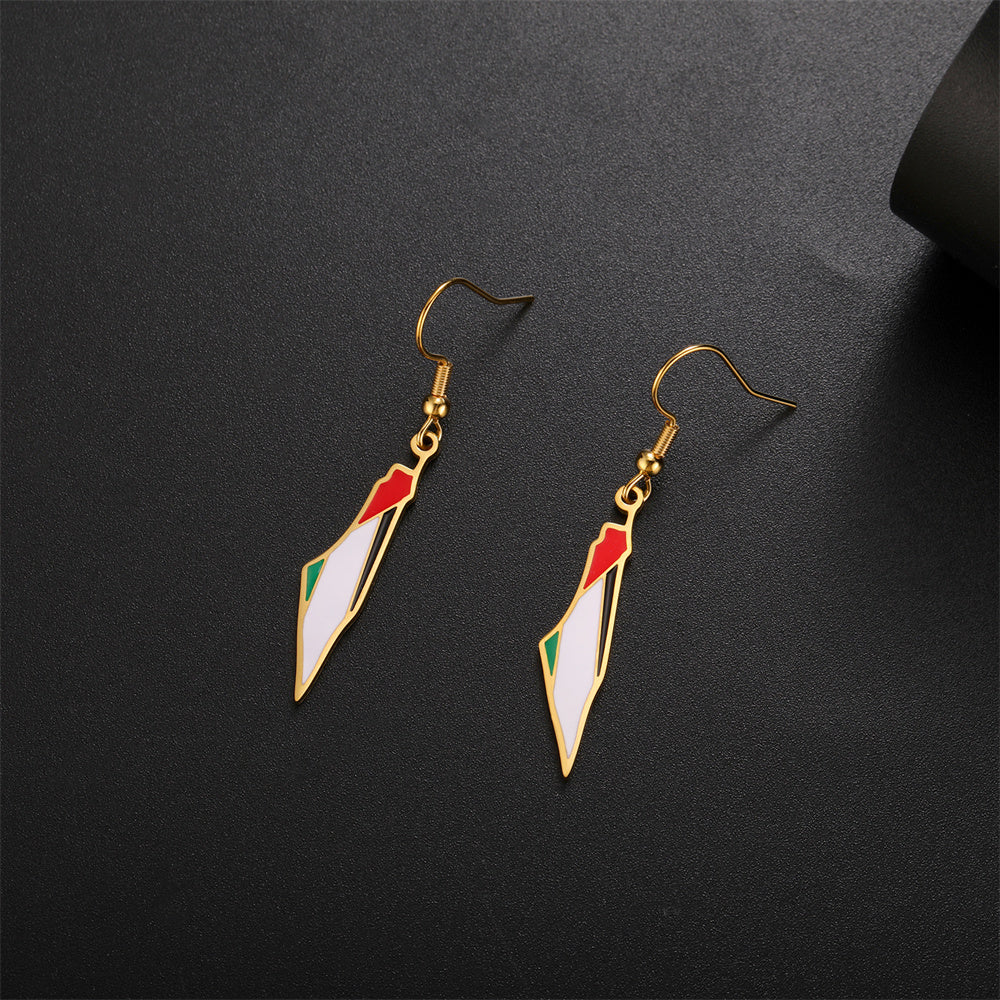 Palestine Map Flag Earrings - Habibi Heritage