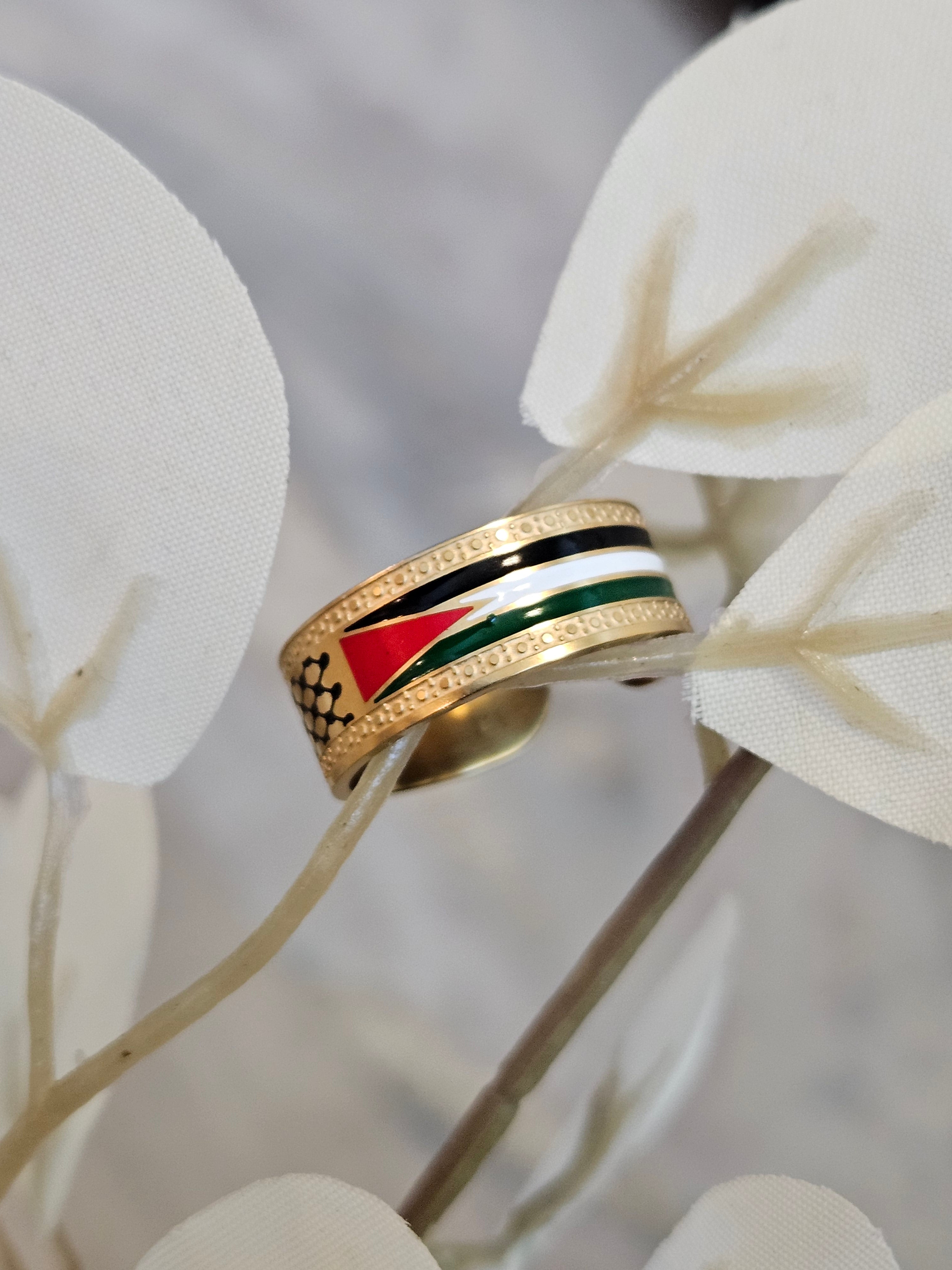 Palestine Keffiyeh Ring - Adjustable Opening