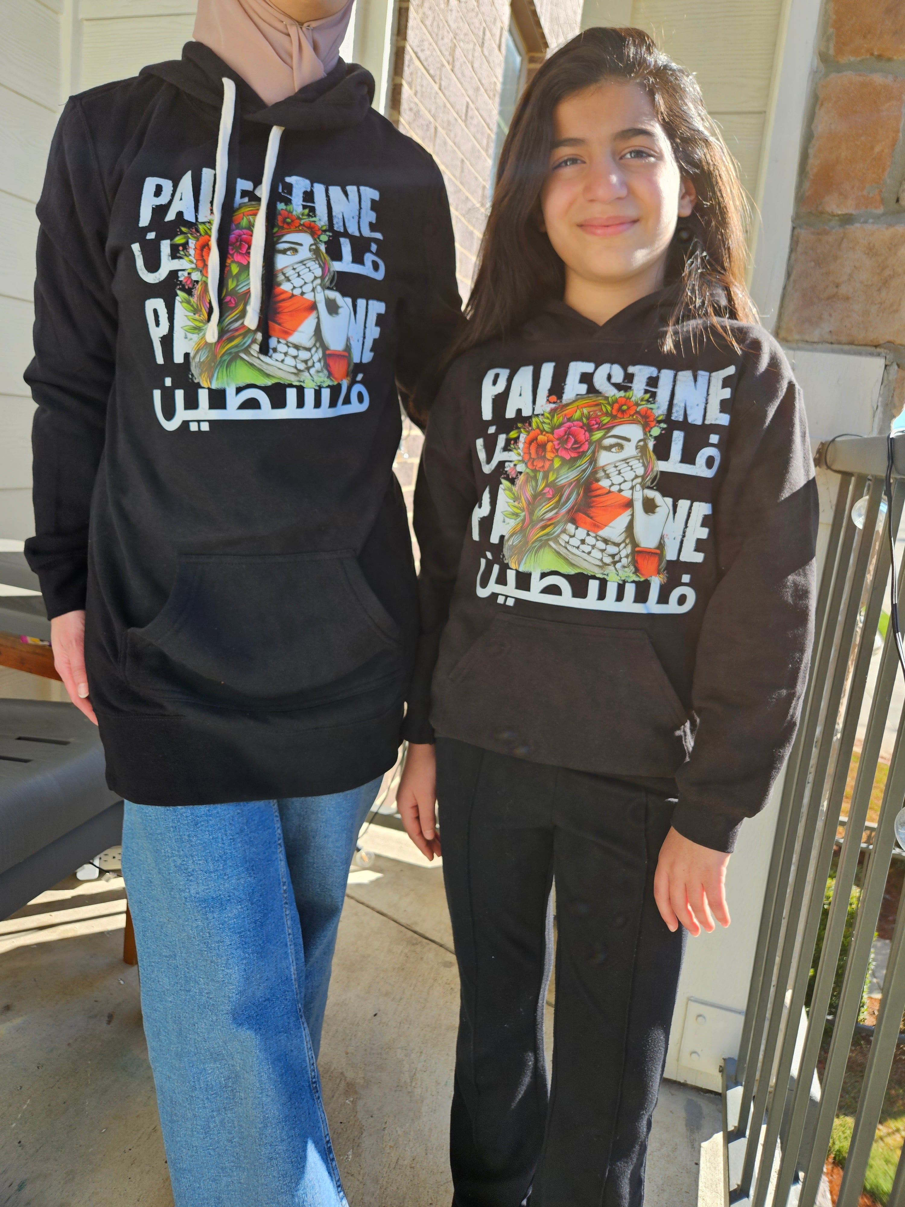 Palestine Flower Lady Hoodie Dress - Adult (hoodie dress) & Kids (regular hoodie) - Habibi Heritage