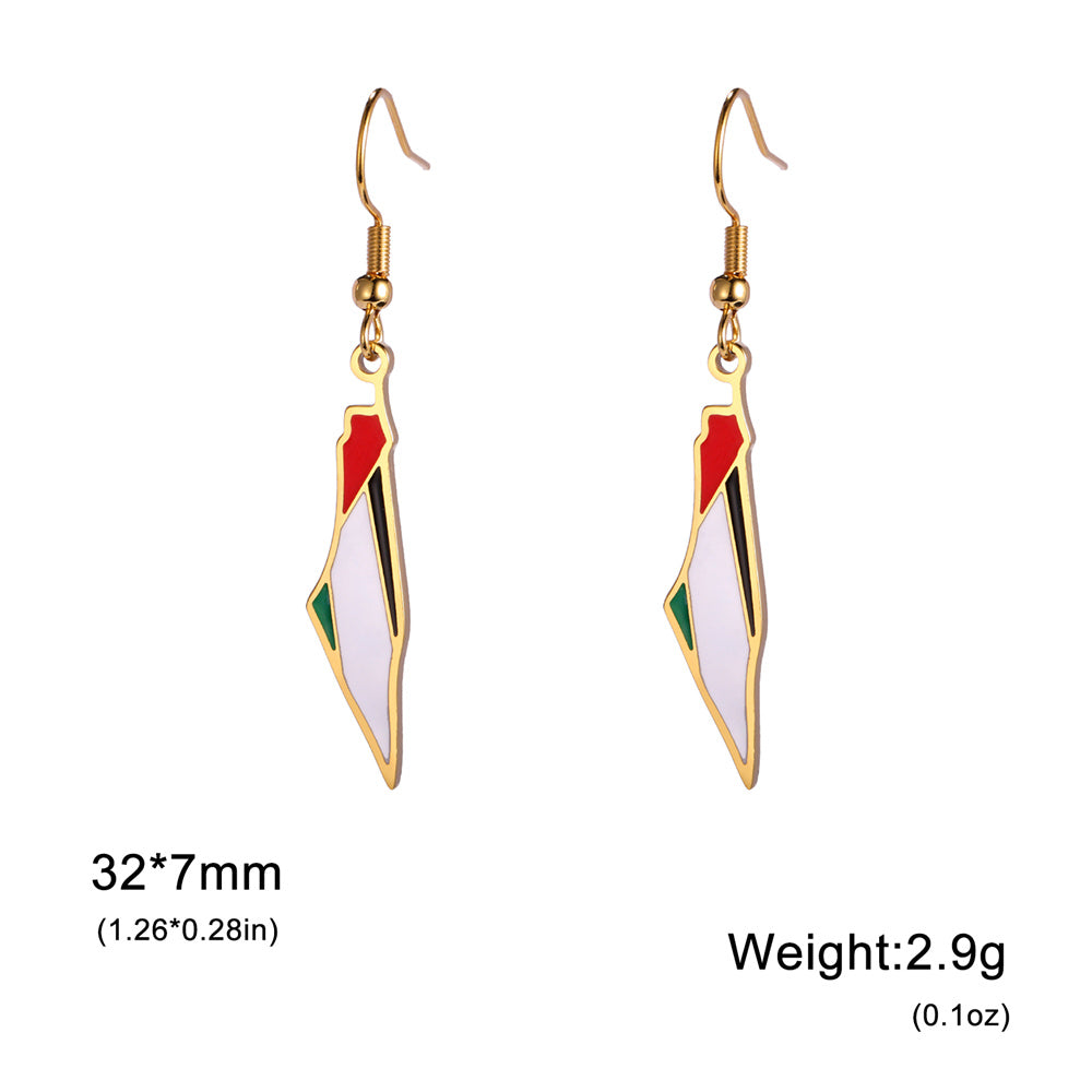 Palestine Map Flag Earrings - Habibi Heritage