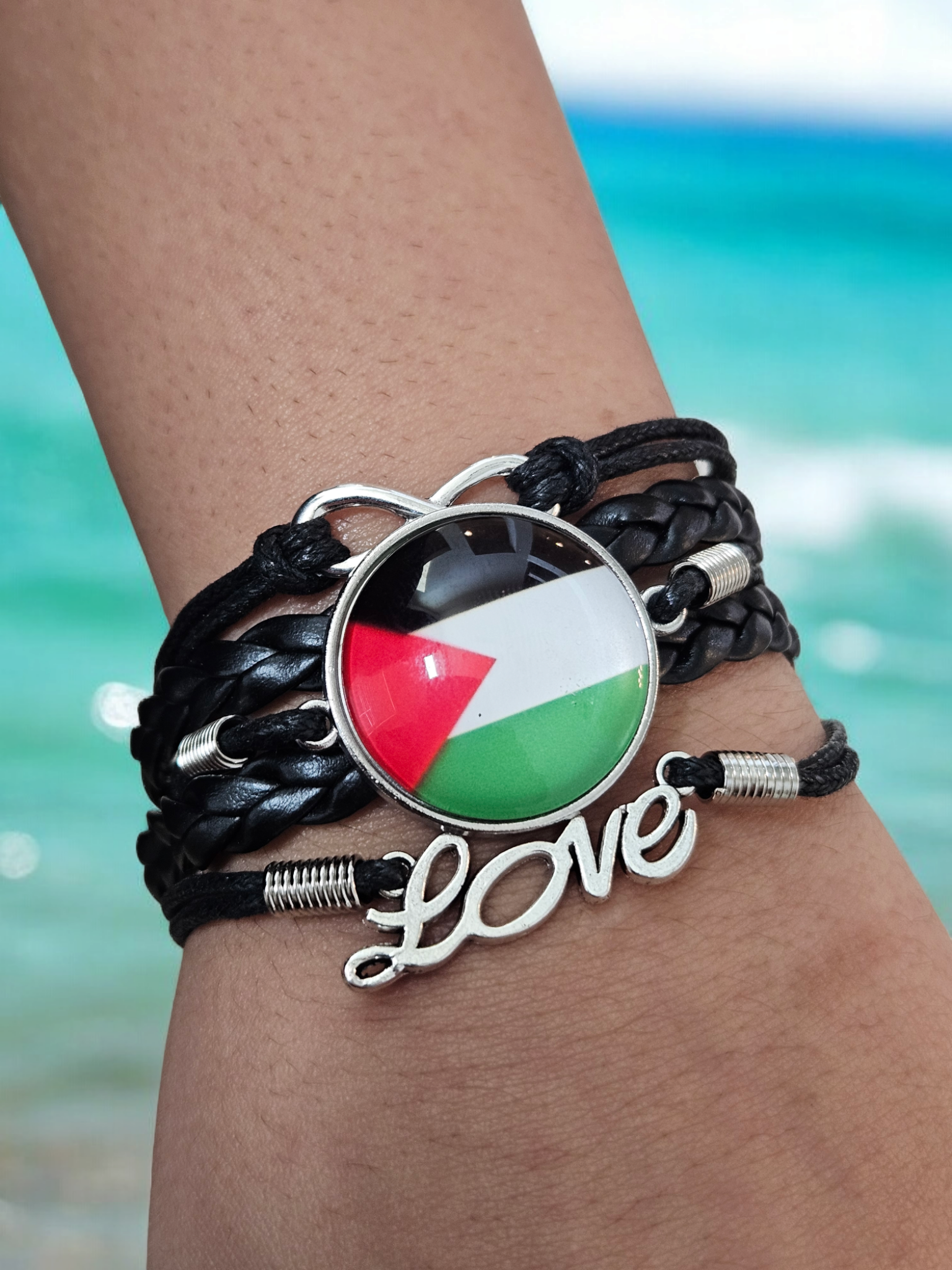 Palestine Bracelets Multilayered Leather Band Free Palestine Beads Love Palestine Bracelet