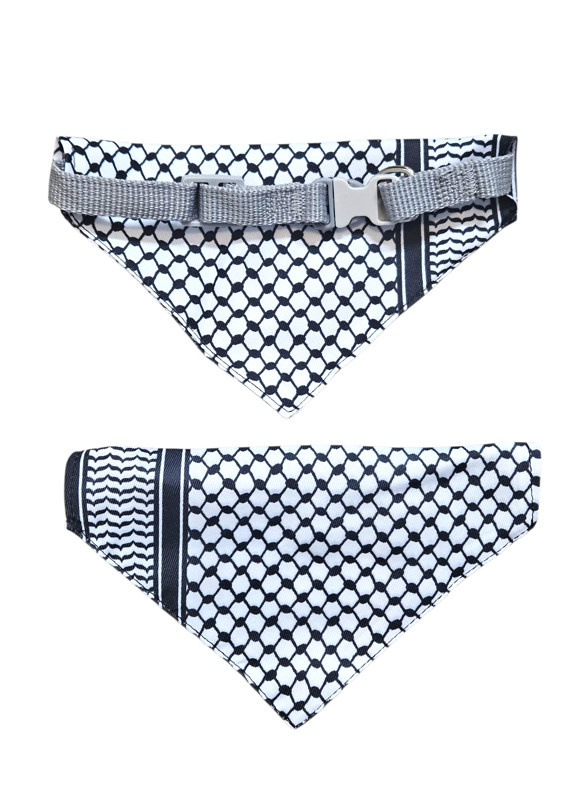 Keffiyeh Printed Pet Scarf -  Adjustable Cat Bandana with Secure Clip