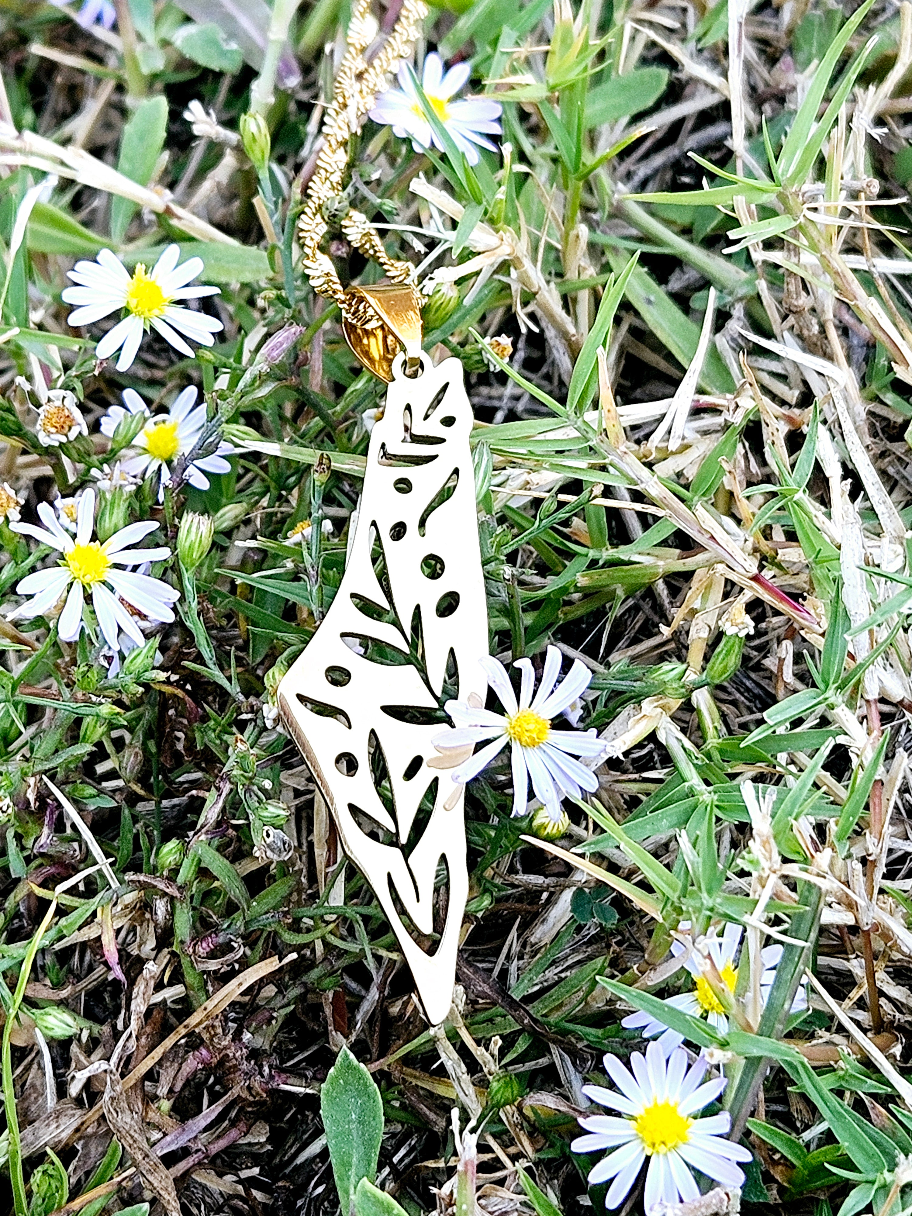 Palestine Filled Olive Branch Leaf Necklace