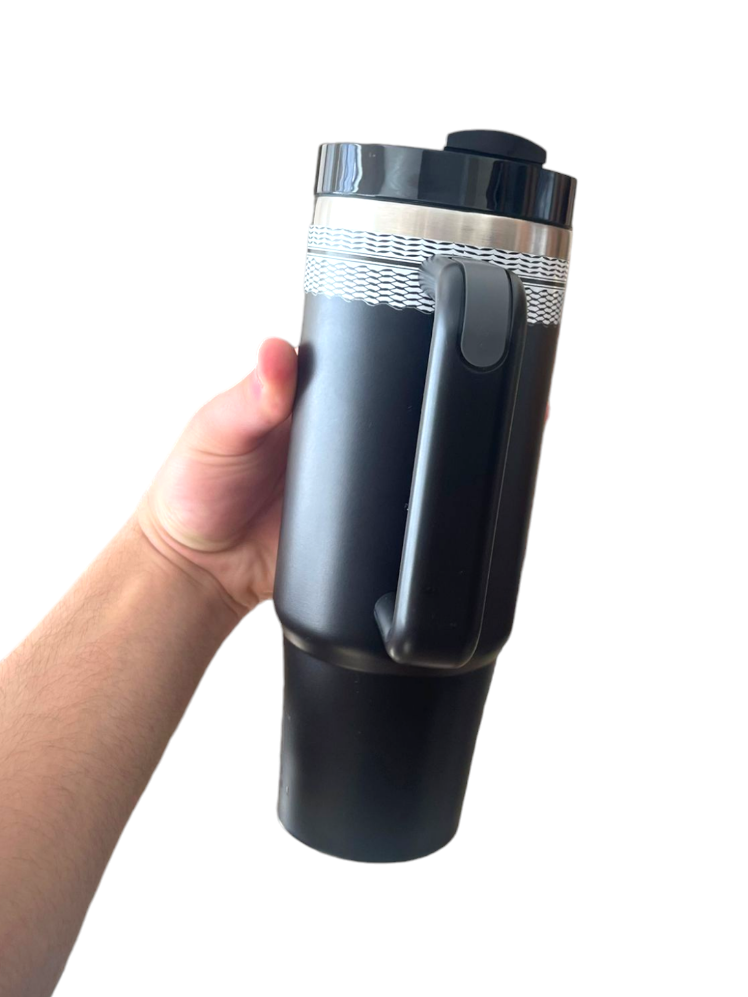 30oz Tumbler Cup Double Wall Stainless Steel Vacuum Insulted Mug with Handle - Keffiyeh Design - Habibi Heritage
