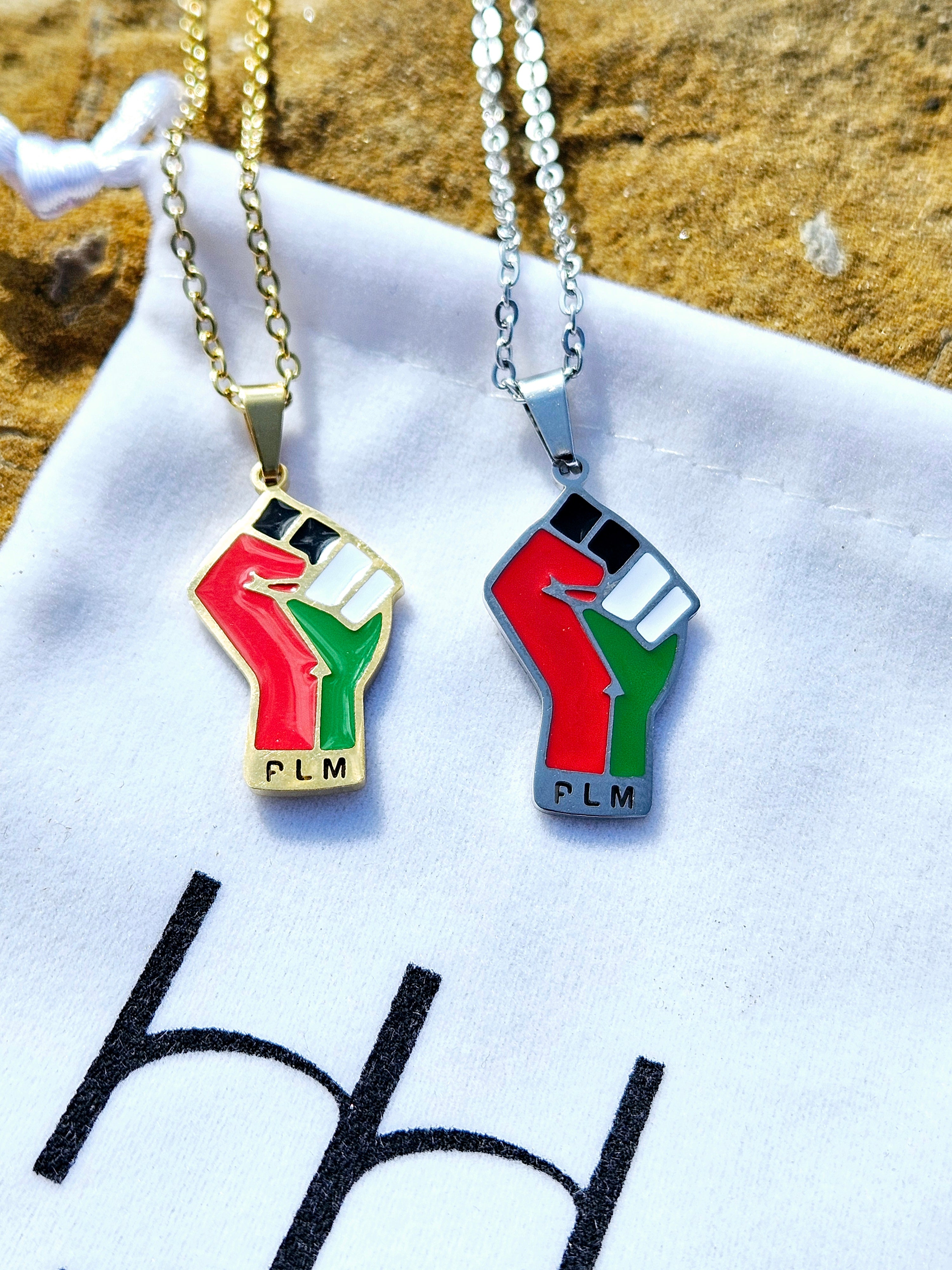 Palestine Fist PLM Pendent Necklace - Habibi Heritage