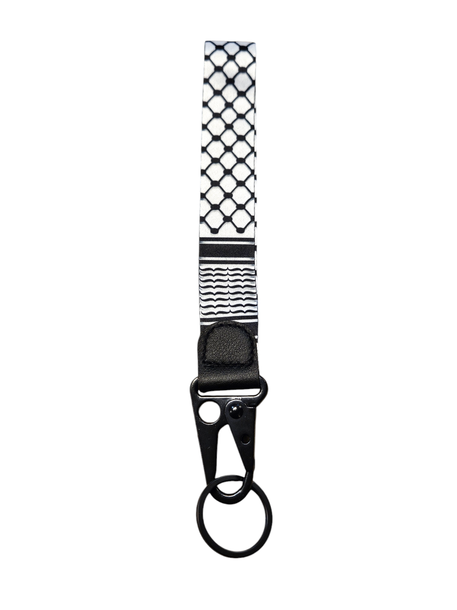 Short Keffiyeh or Palestine Keychain Lanyard Wristlet - Kufiya Palestinian Keyring