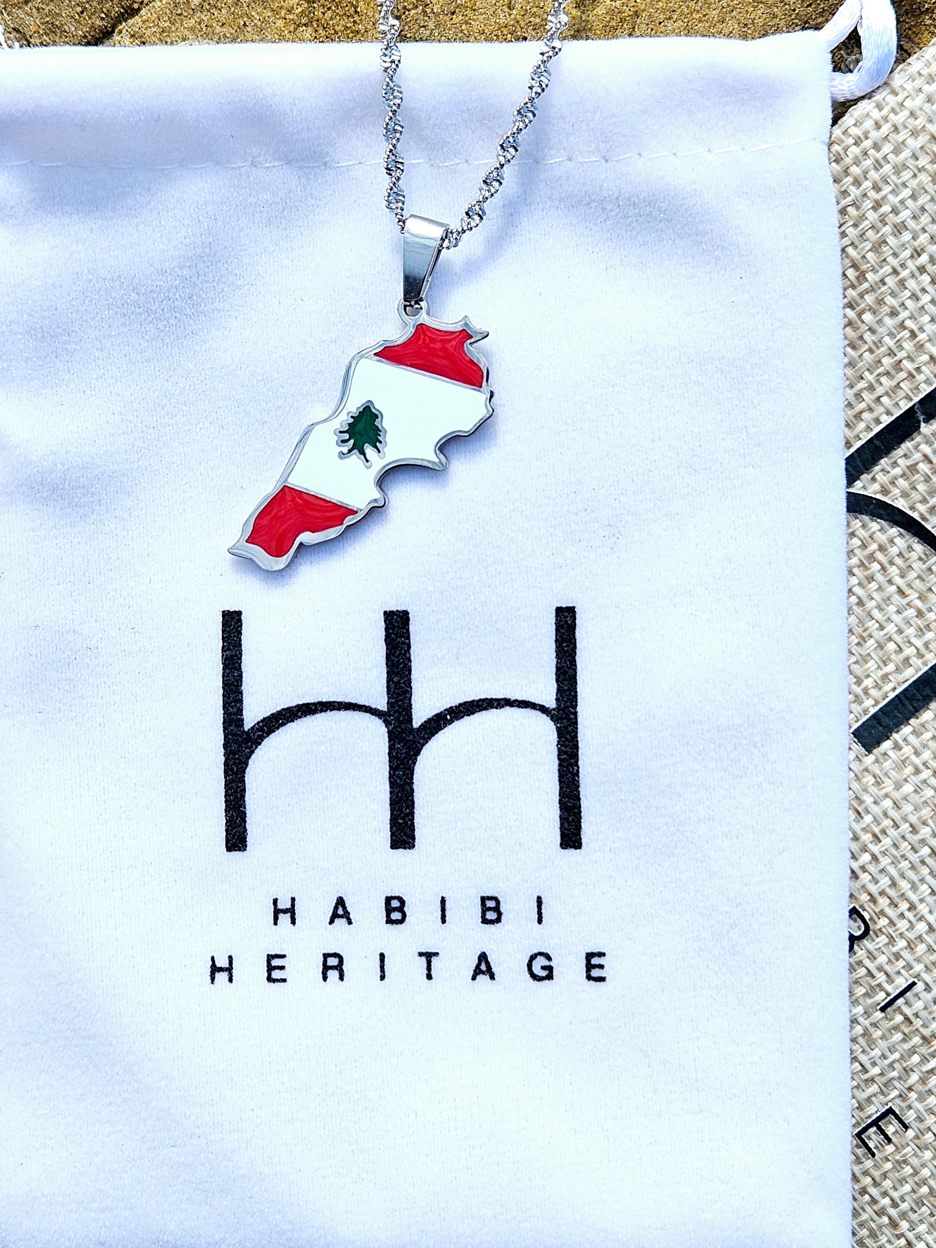 Lebanon Flag Map Shape Pendent Necklace - Habibi Heritage