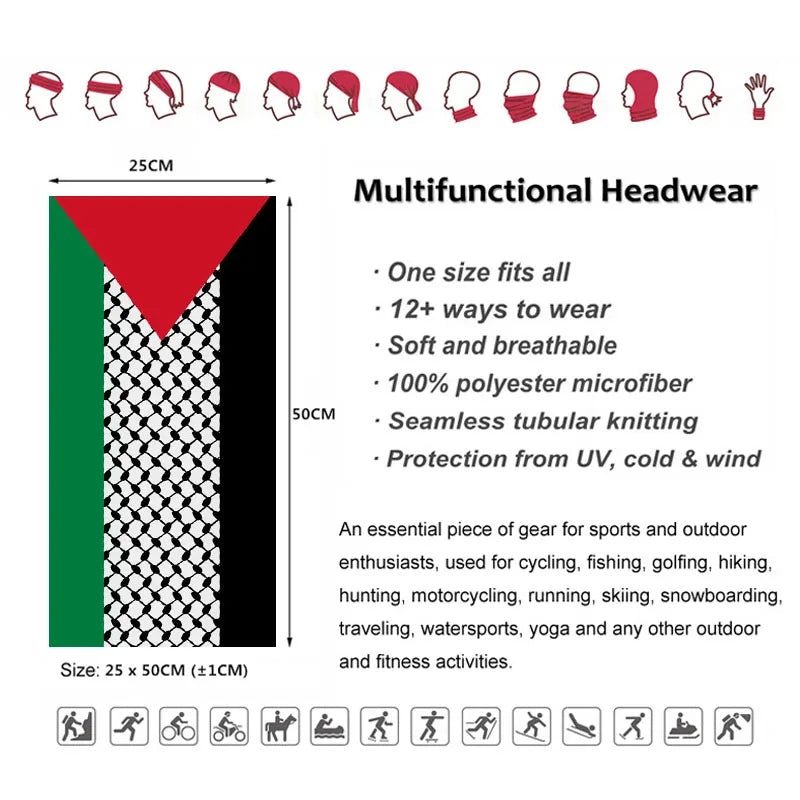 Palestine Multi Use Face Cover Headband Mask Bandana - Habibi Heritage