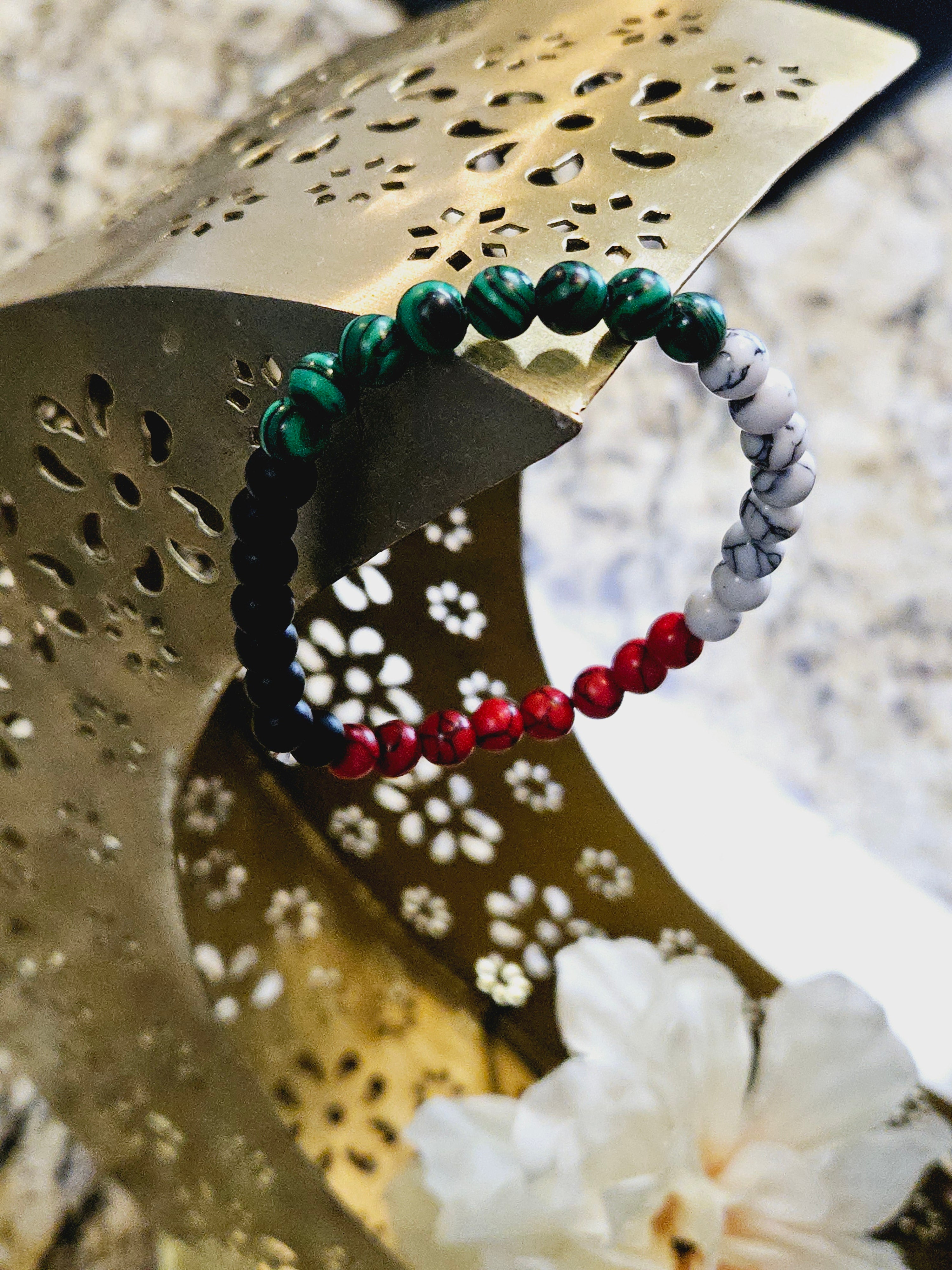 Palestine Stretch Natural Stone Bead Bracelet - Habibi Heritage