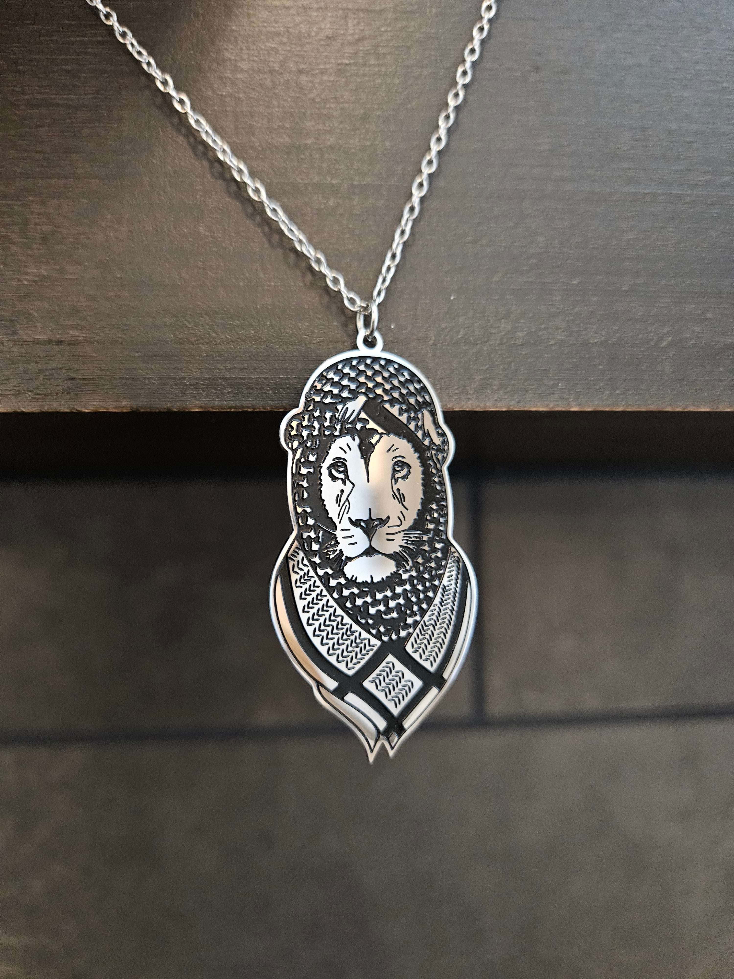 Lion Wearing Keffiyeh Necklace