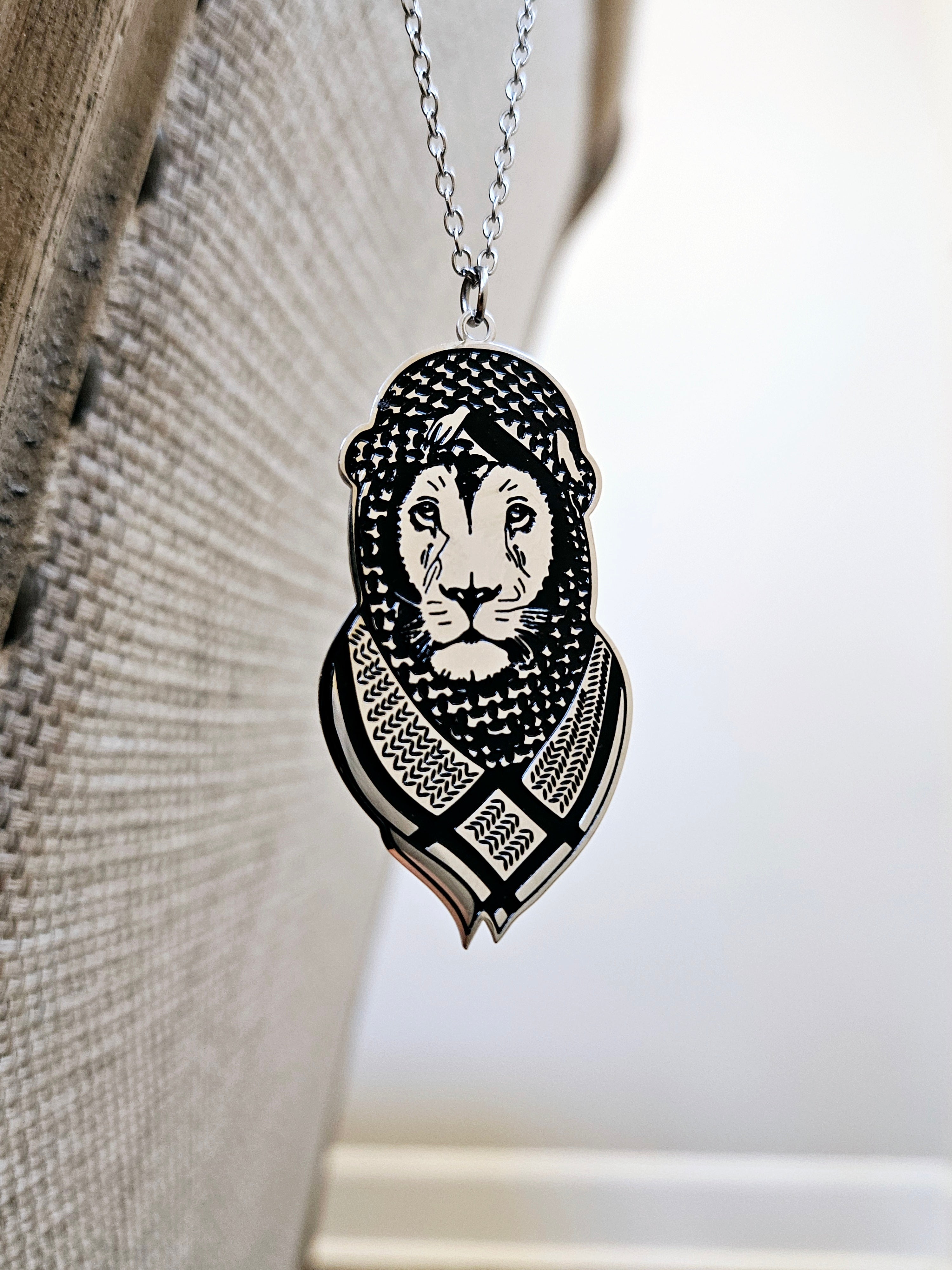 Lion Wearing Keffiyeh Necklace