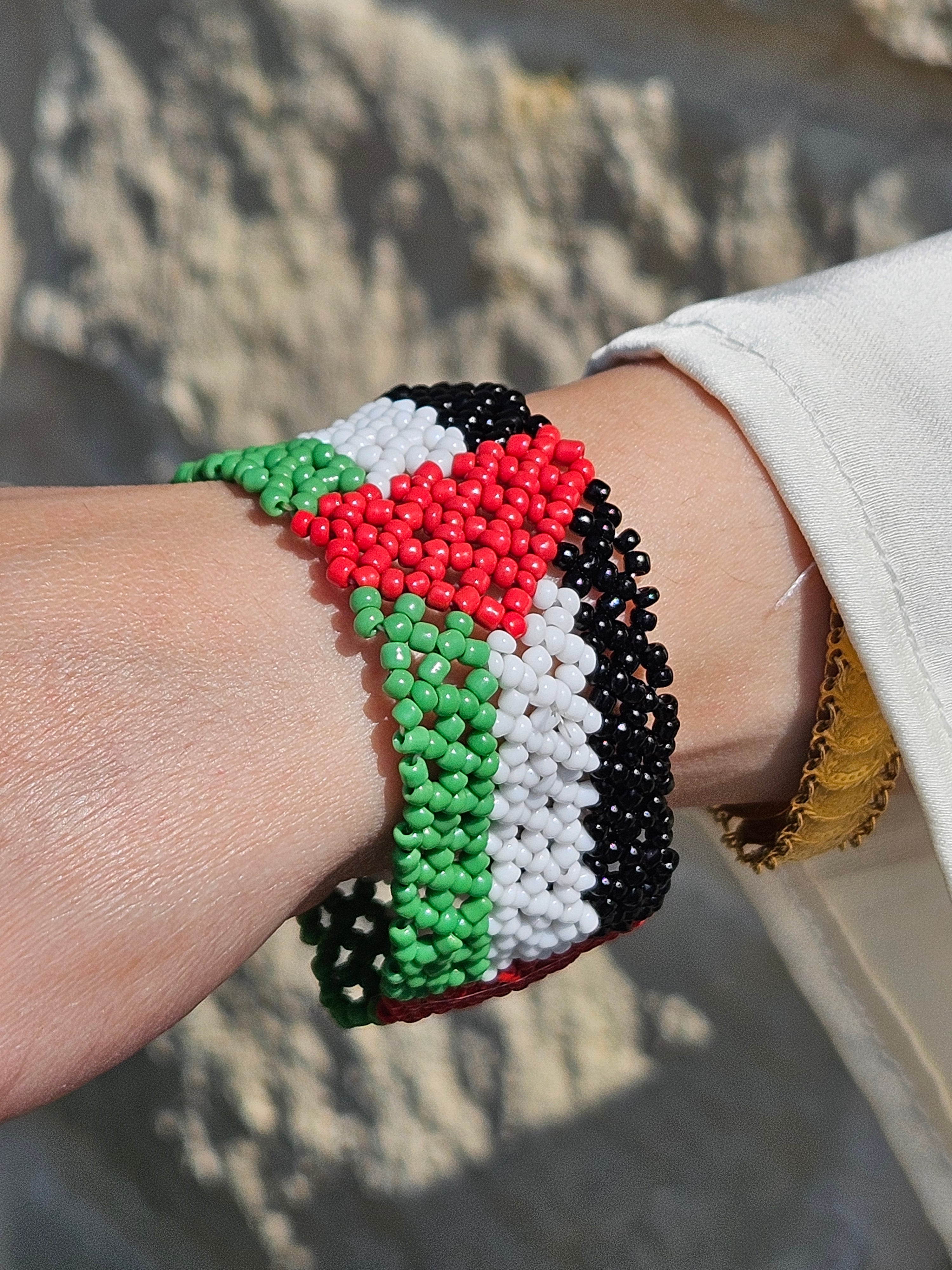 Palestine Flag Stretch Bead Bracelet