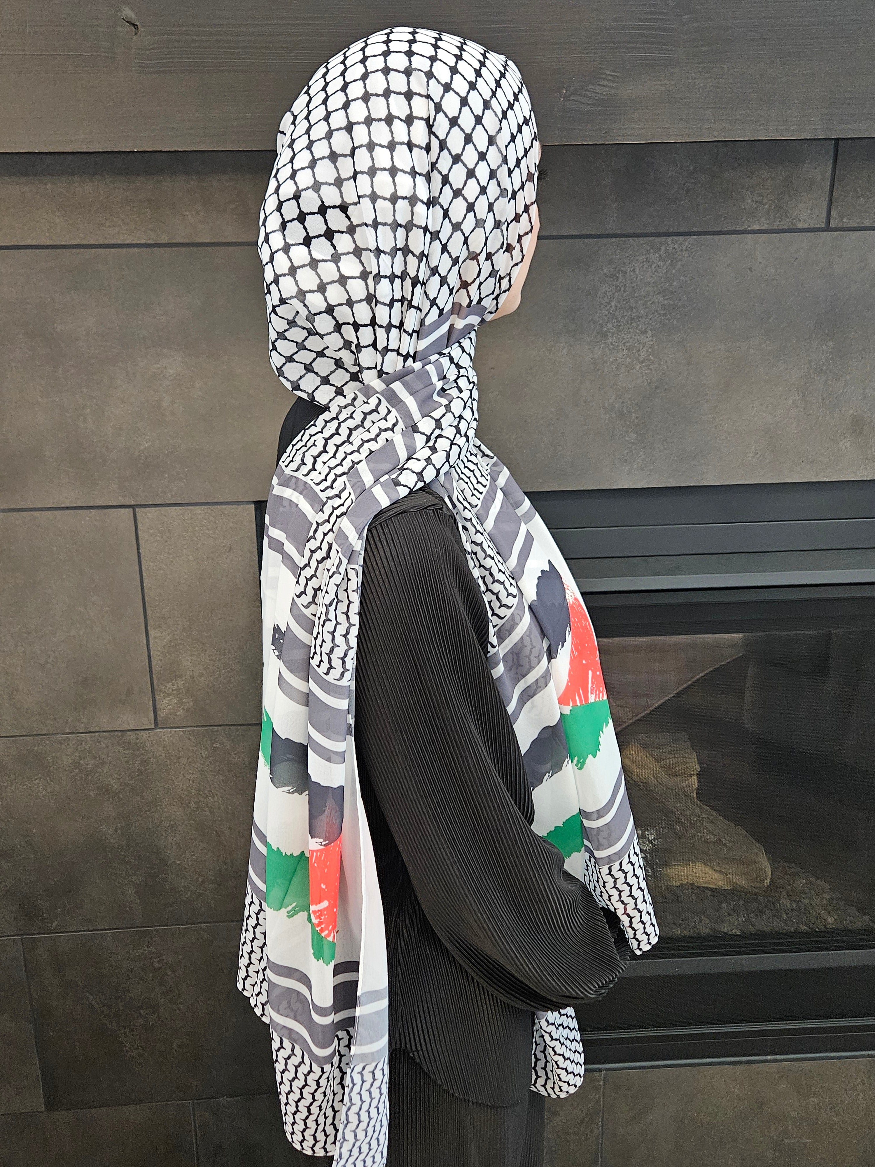 Keffiyeh Palestine Chiffon Hijab Scarf