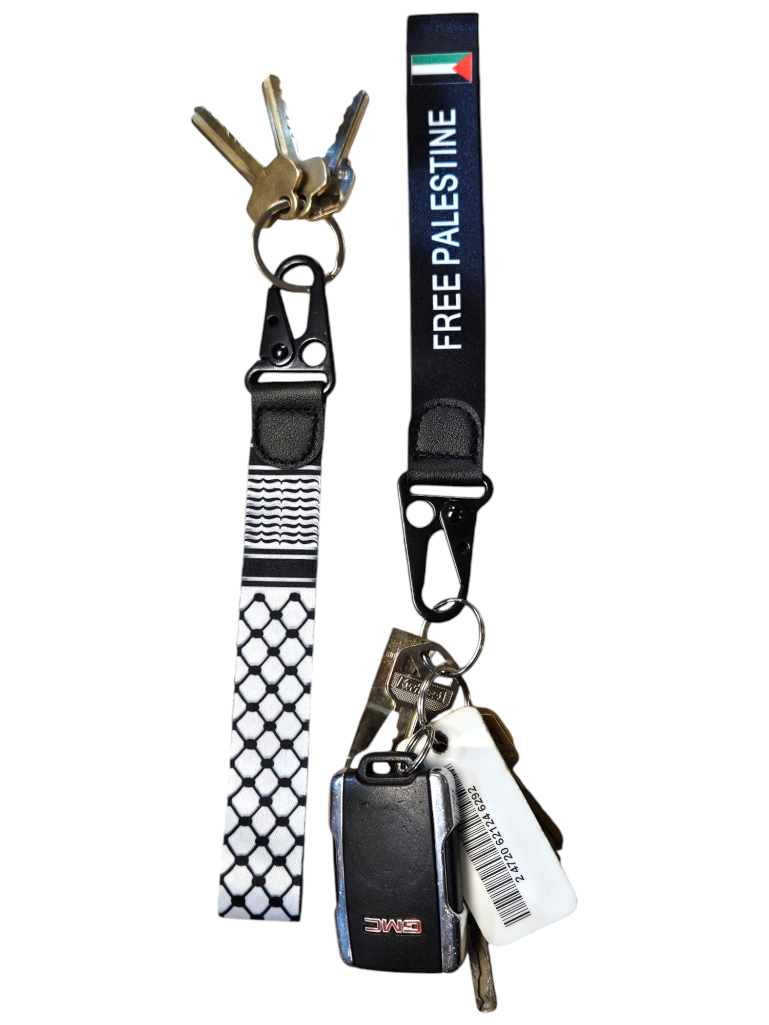 Short Keffiyeh or Palestine Keychain Lanyard Wristlet - Kufiya Palestinian Keyring