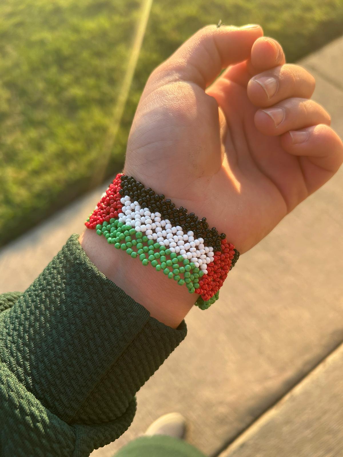 Palestine Flag Stretch Bead Bracelet