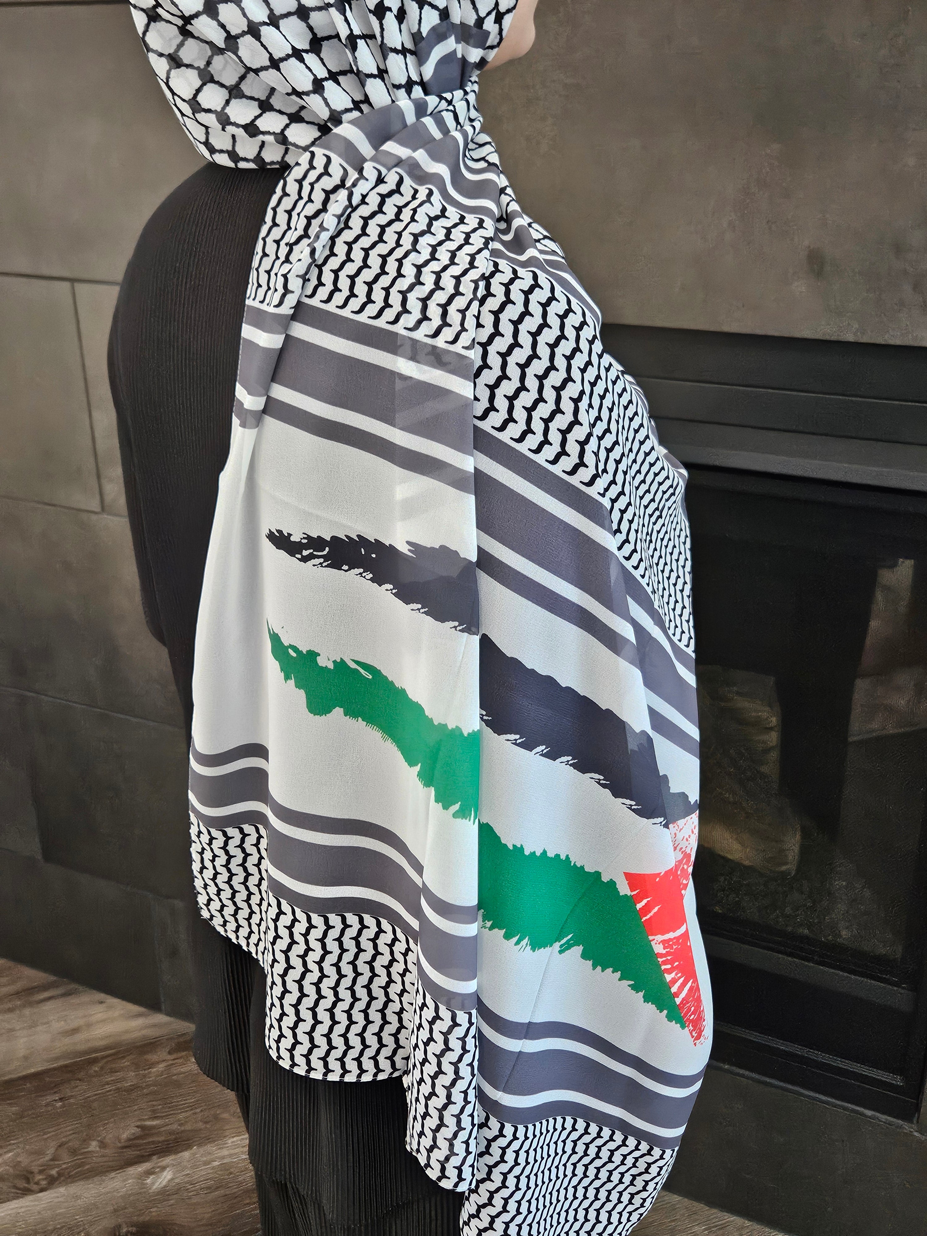 Keffiyeh Palestine Chiffon Hijab Scarf