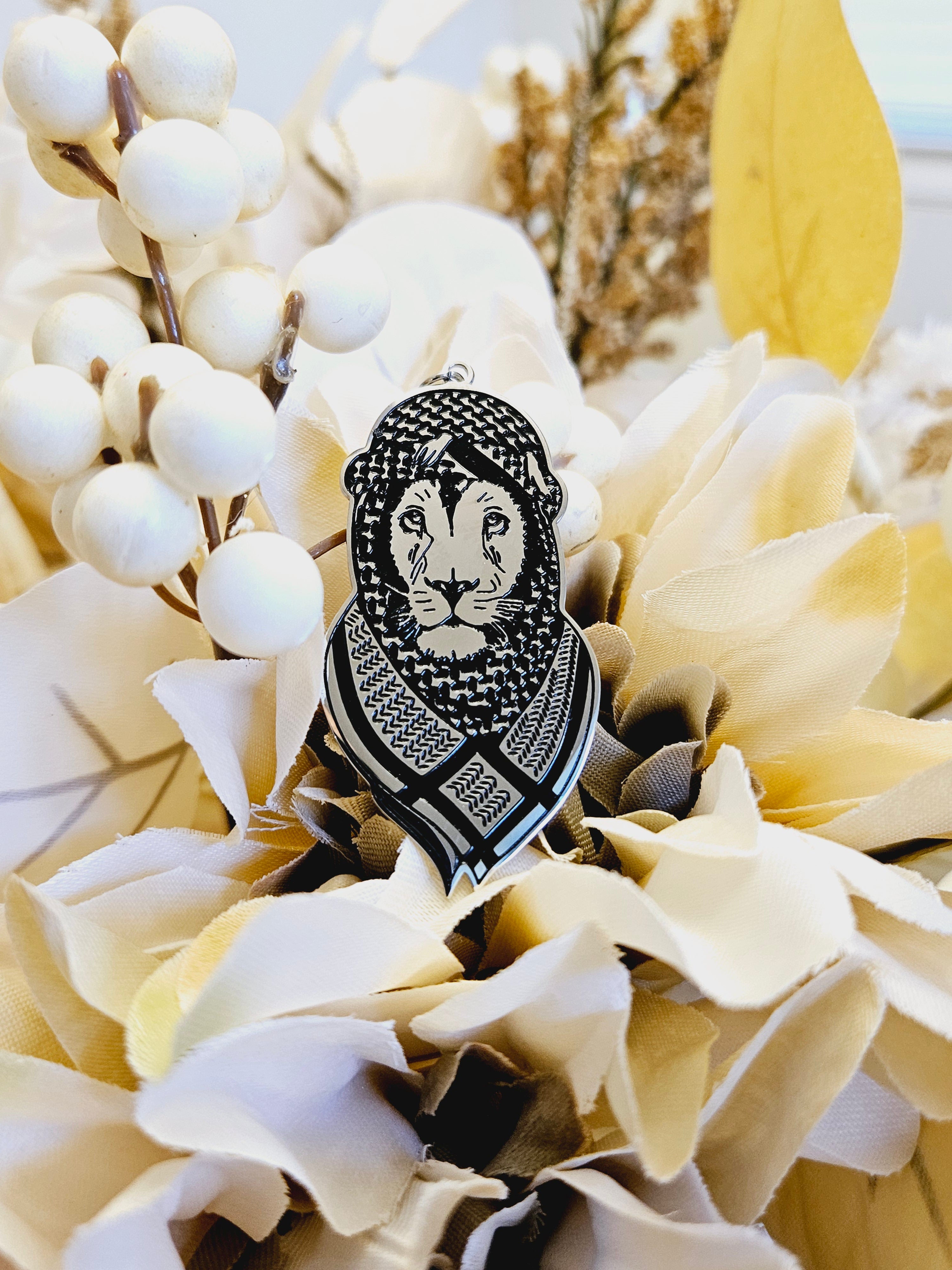 Lion Wearing Keffiyeh Necklace