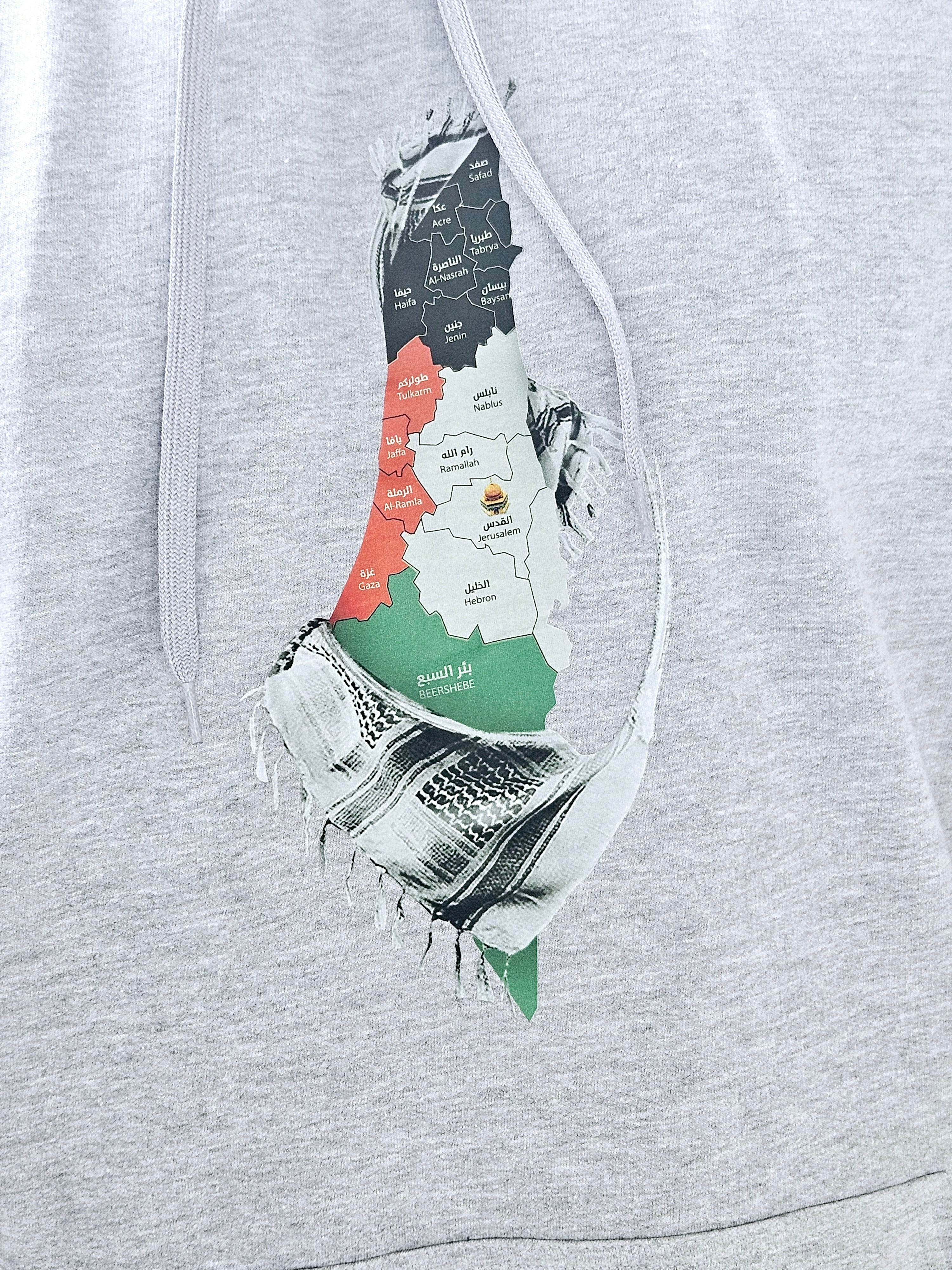 Palestine Map with Cities / Villages Hoodie, Long sleeve, or Crew Neck - Kids & Adult sizes - Habibi Heritage