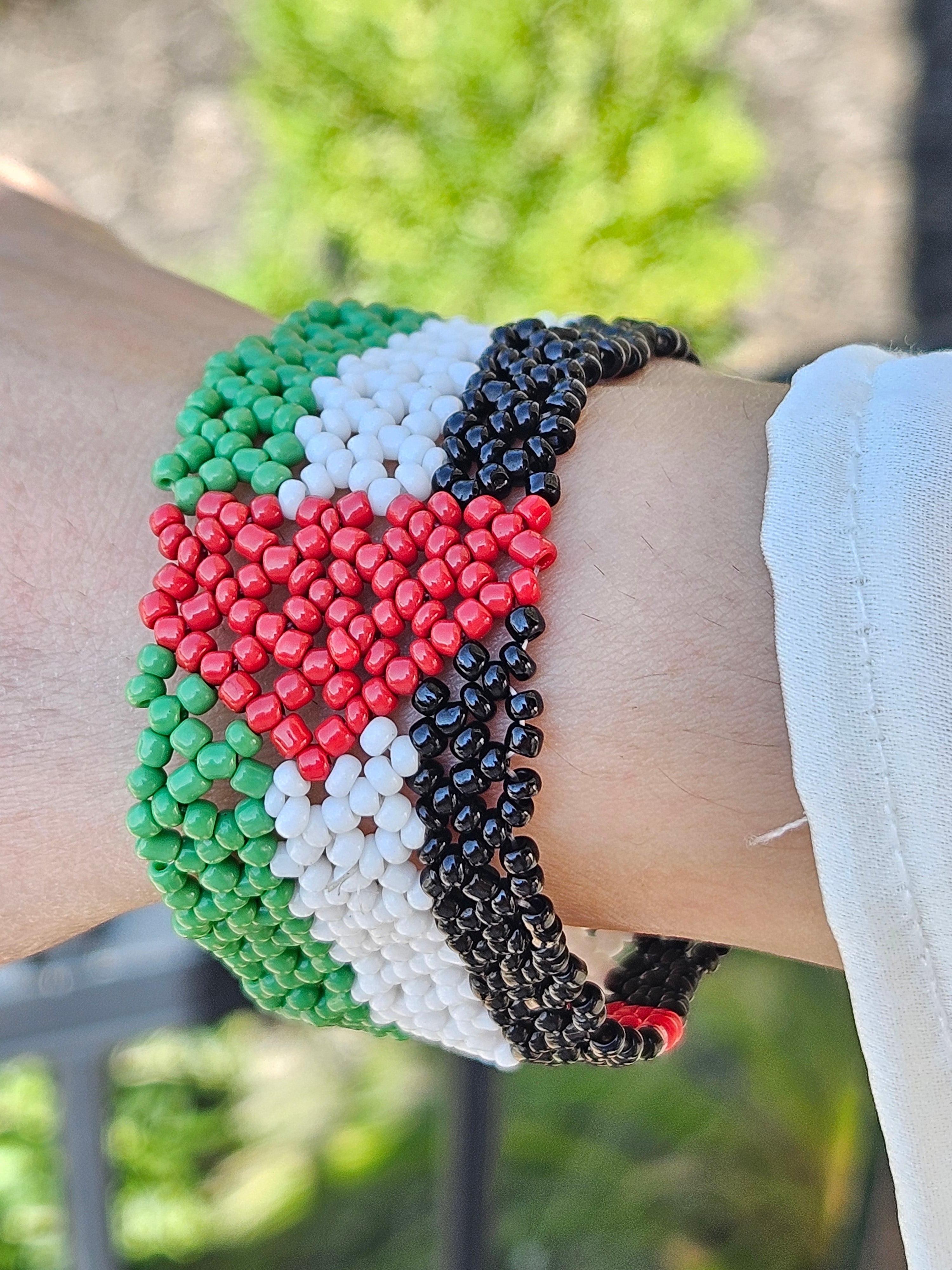 Palestine Flag Stretch Bead Bracelet