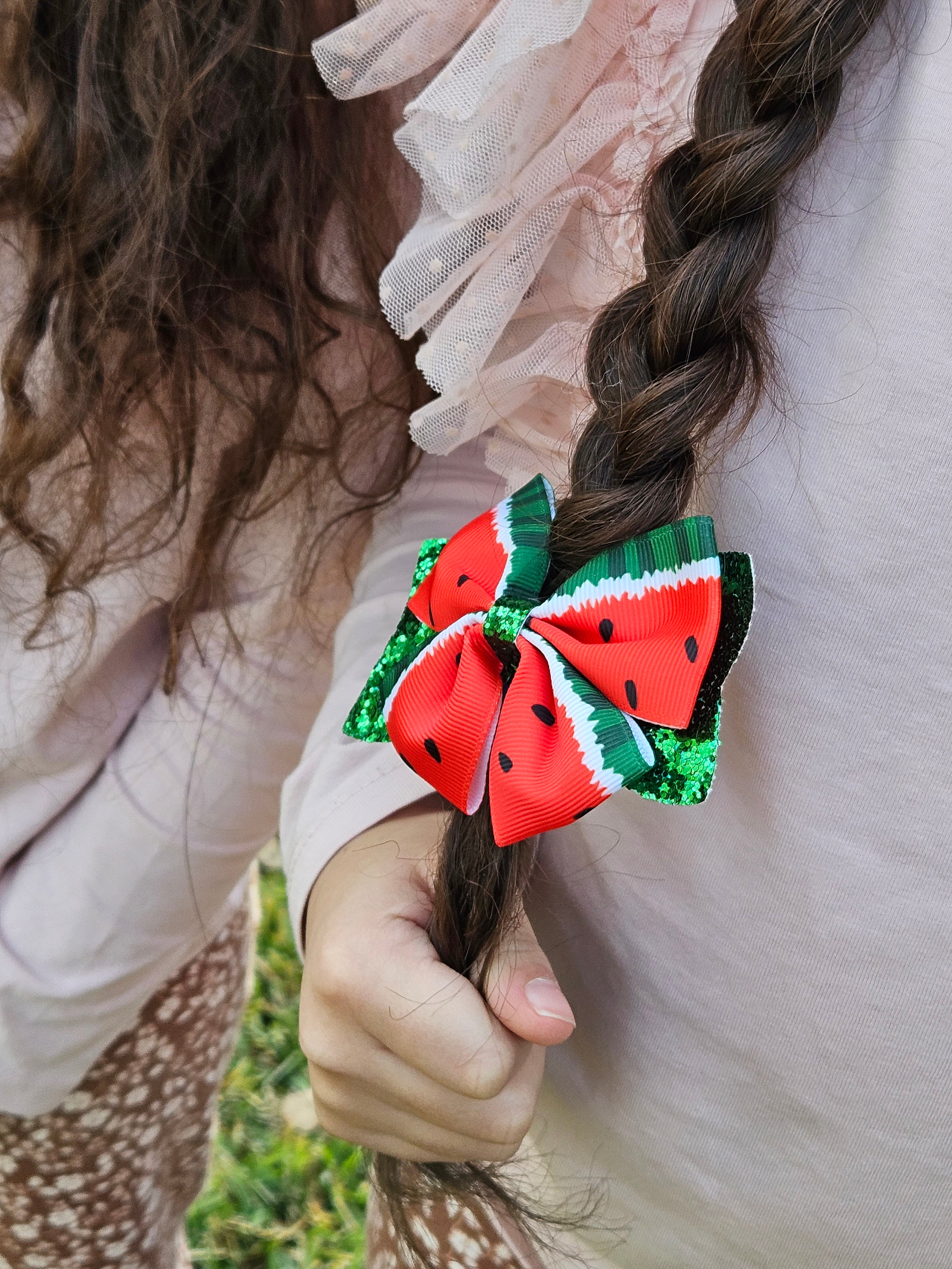 Watermelon Bow Hair Clips 2 pack - Habibi Heritage